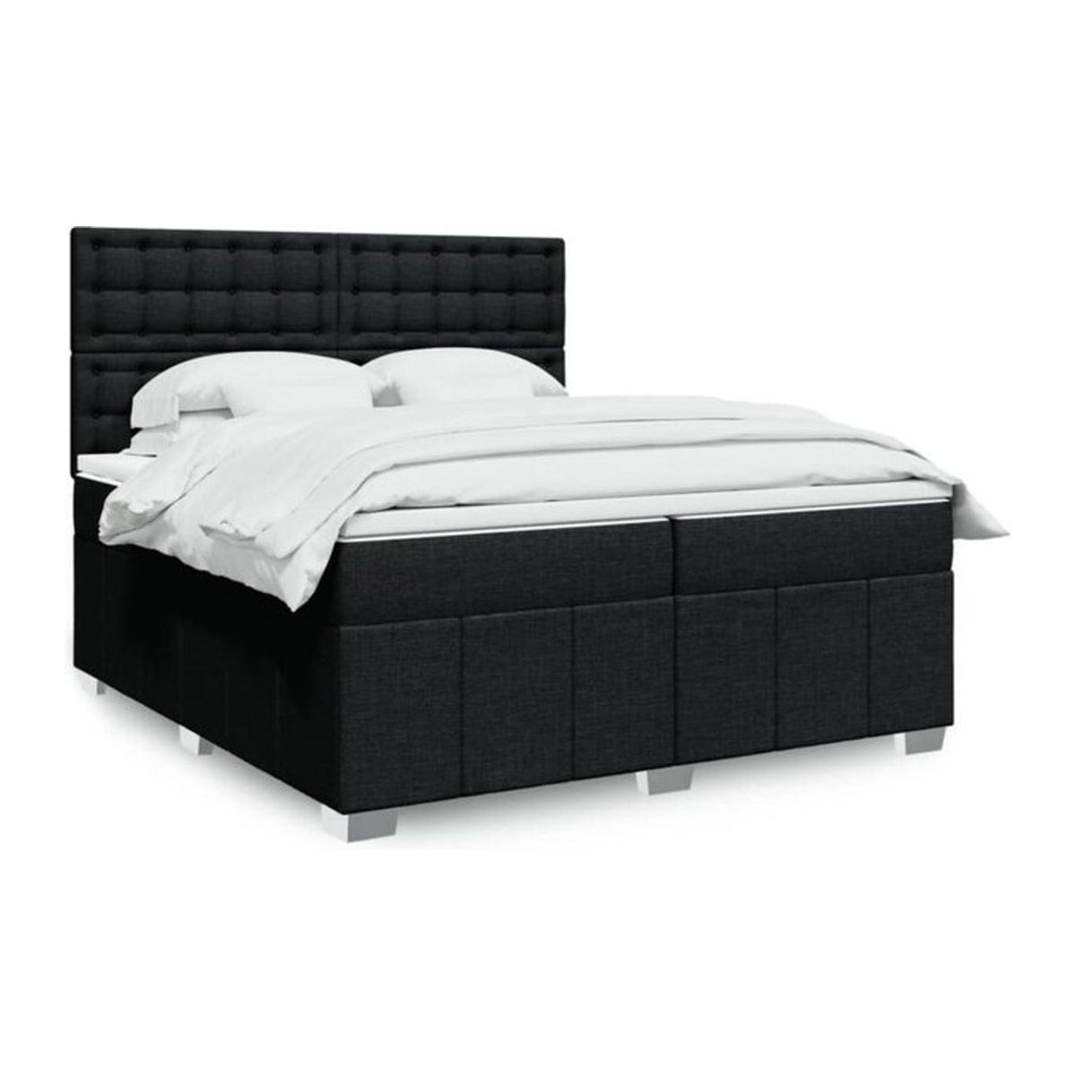 Vidaxl Boxspringbett mit Matratze in Schwarz aus Stoff, B/T/H: 200 x 200 x 150,5 cm - Bild 1