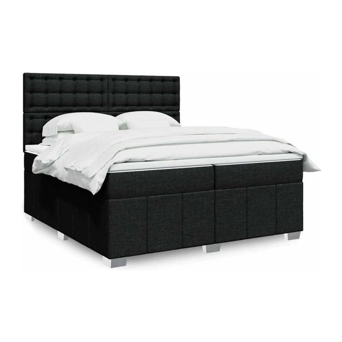 Vidaxl Boxspringbett mit Matratze in Schwarz aus Stoff, B/T/H: 200 x 200 x 150,5 cm - Bild 1