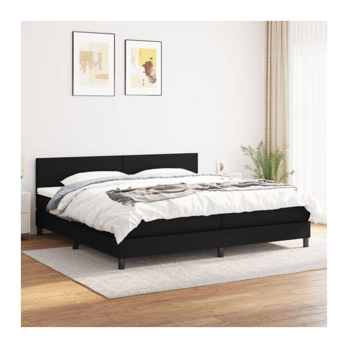 vidaxl Boxspringbett mit Matratze in Schwarz aus Stoff, B/T/H: 200 x 200 x 78 cm - Bild 1