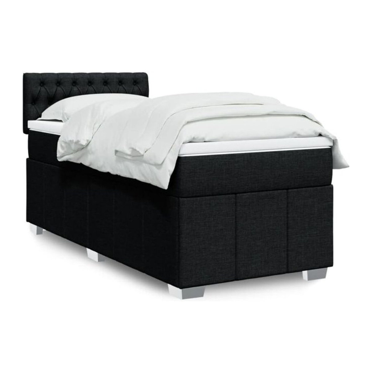 vidaxl Boxspringbett mit Matratze in Schwarz aus Stoff, B/T/H: 200 x 80 x 100,5 cm - Bild 1