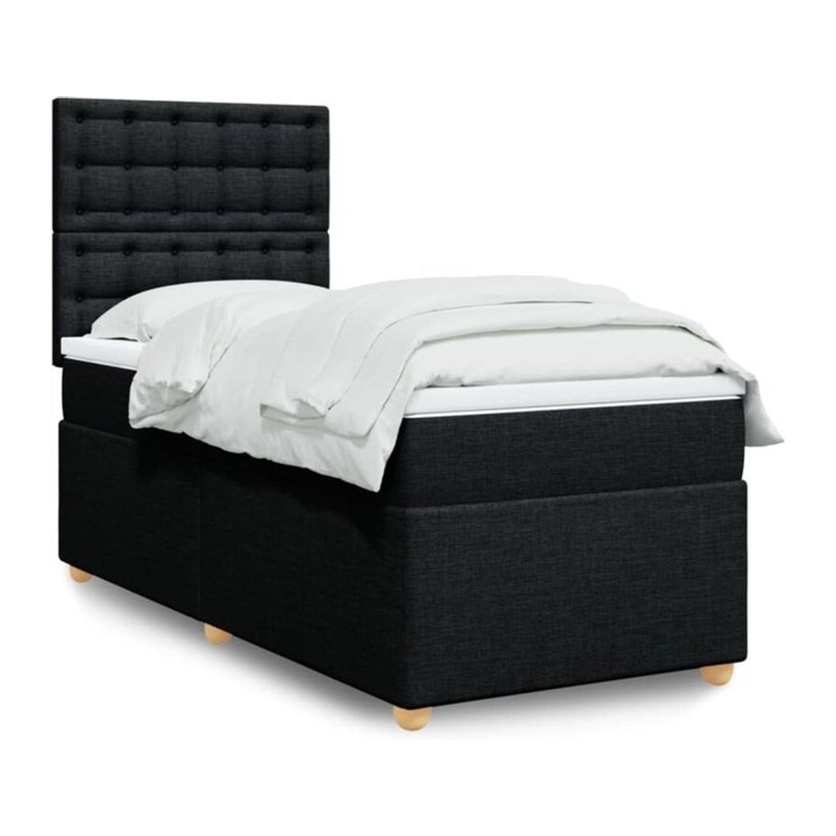 vidaxl Boxspringbett mit Matratze in Schwarz aus Stoff B/T/H: 200 x 80 x 140,5 cm - Bild 1