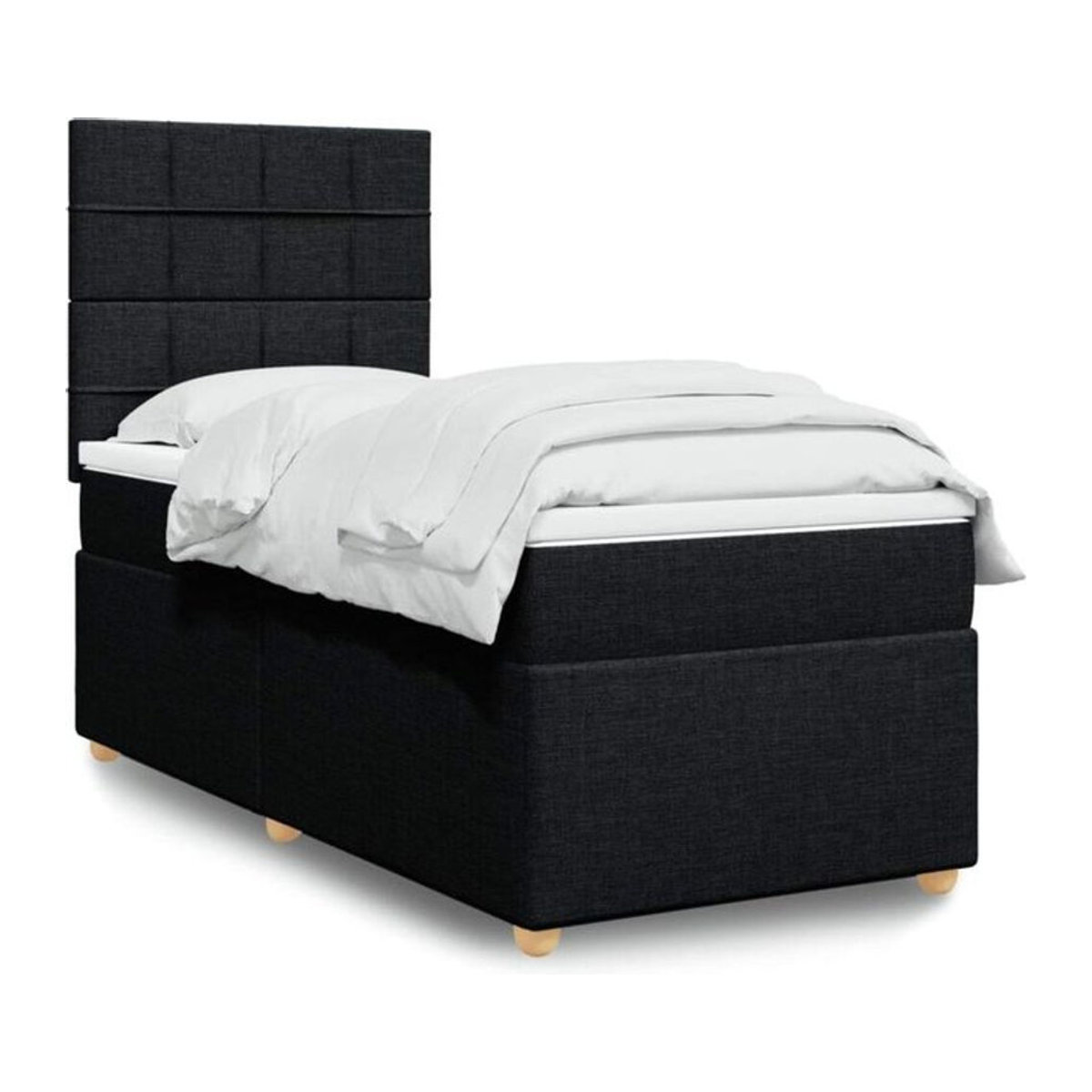 vidaxl Boxspringbett mit Matratze in Schwarz aus Stoff, B/T/H: 200 x 80 x 140,5 cm - Bild 1