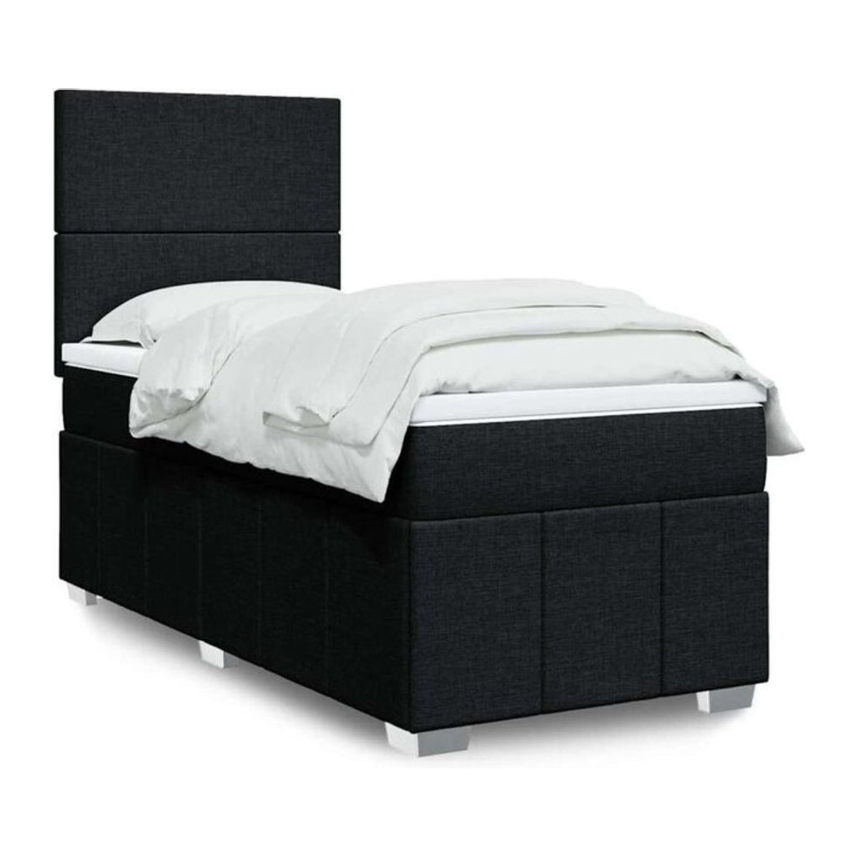 vidaxl Boxspringbett mit Matratze in Schwarz aus Stoff, B/T/H: 200 x 80 x 150,5 cm - Bild 1