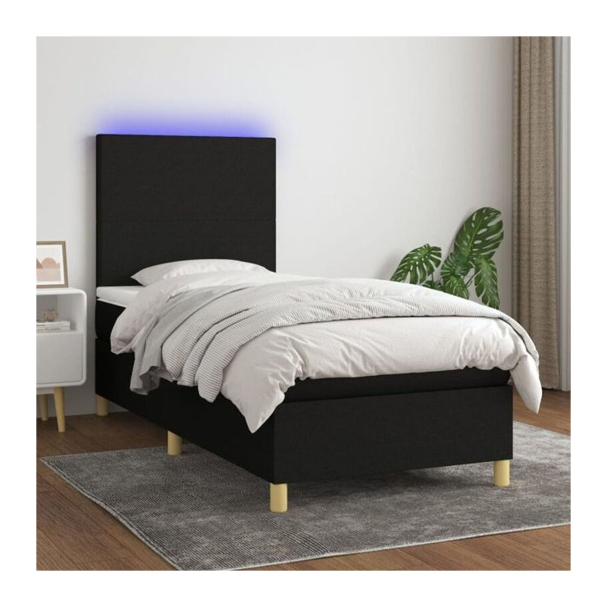 vidaxl Boxspringbett mit Matratze in Schwarz aus Stoff B/T/H: 80 x 200 cm - Bild 1