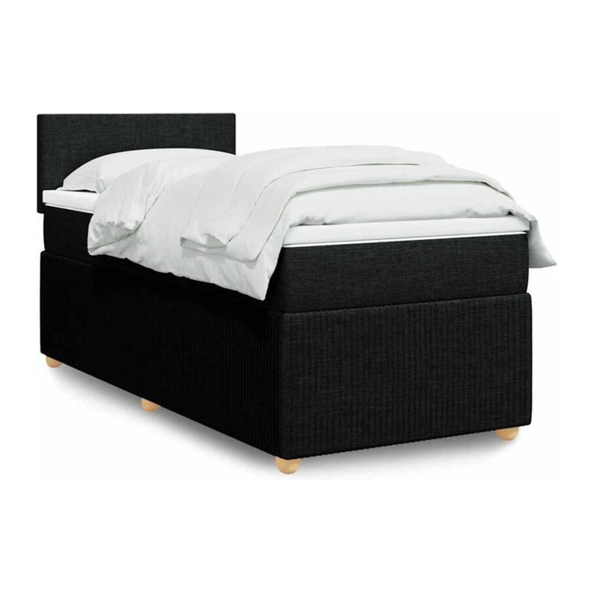 vidaxl Boxspringbett mit Matratze in Schwarz aus Stoff, B/T/H: 80 x 200 cm - Bild 1