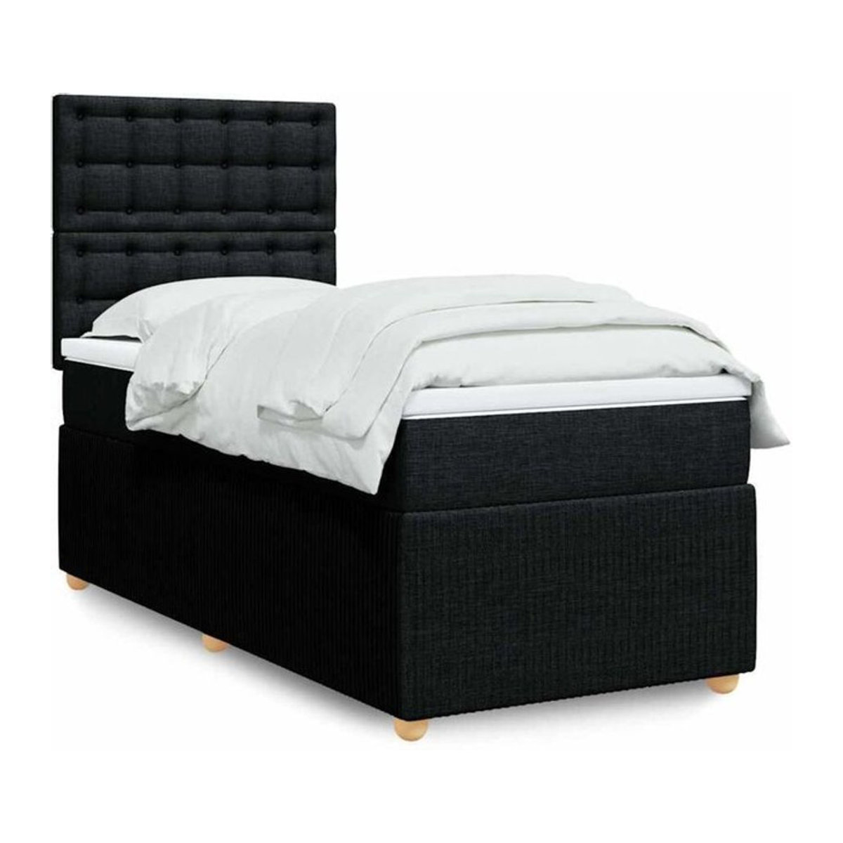Vidaxl Boxspringbett mit Matratze in Schwarz aus Stoff, B/T/H: 80 x 200 x 150,5 cm - Bild 1