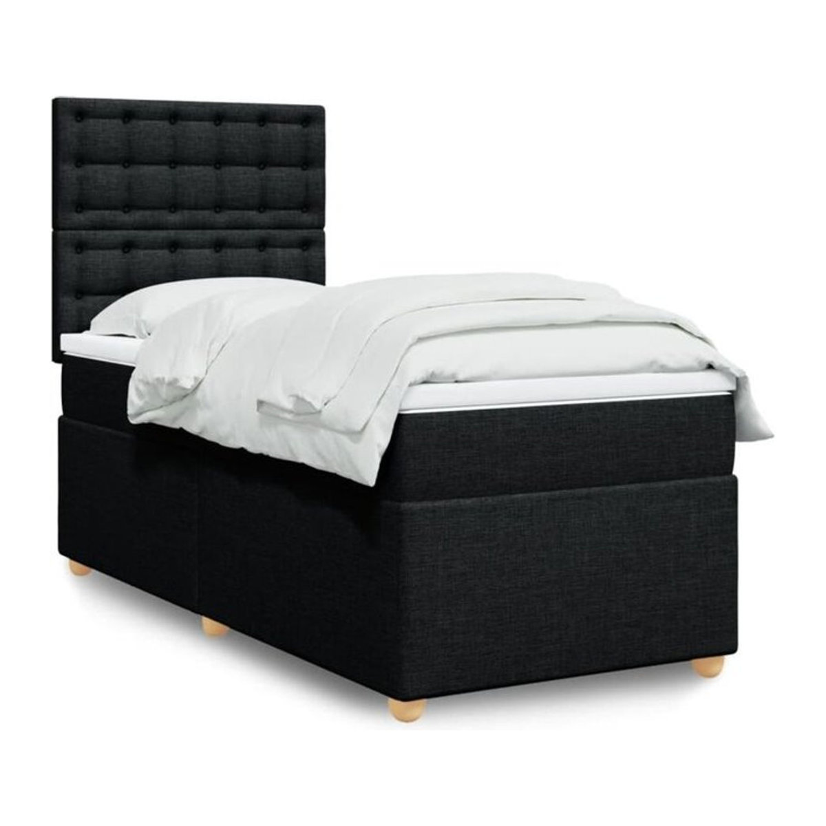 Vidaxl Boxspringbett mit Matratze in Schwarz aus Stoff, B/T/H: 80 x 200 x 150,5 cm - Bild 1