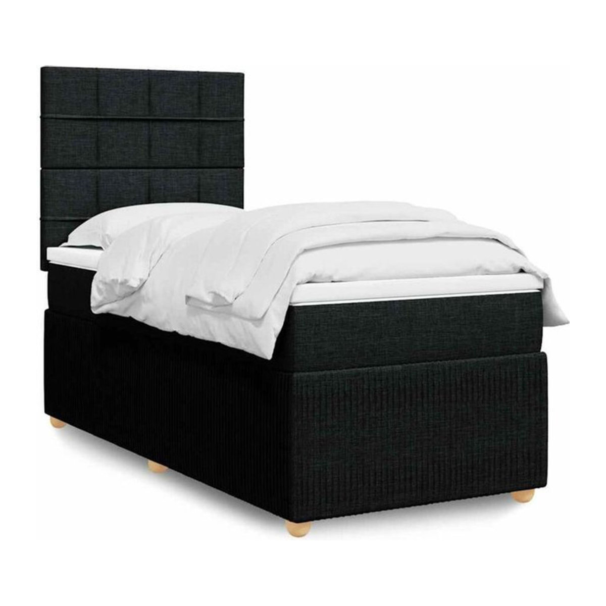 Vidaxl Boxspringbett mit Matratze in Schwarz aus Stoff, B/T/H: 80 x 200 x 150,5 cm - Bild 1