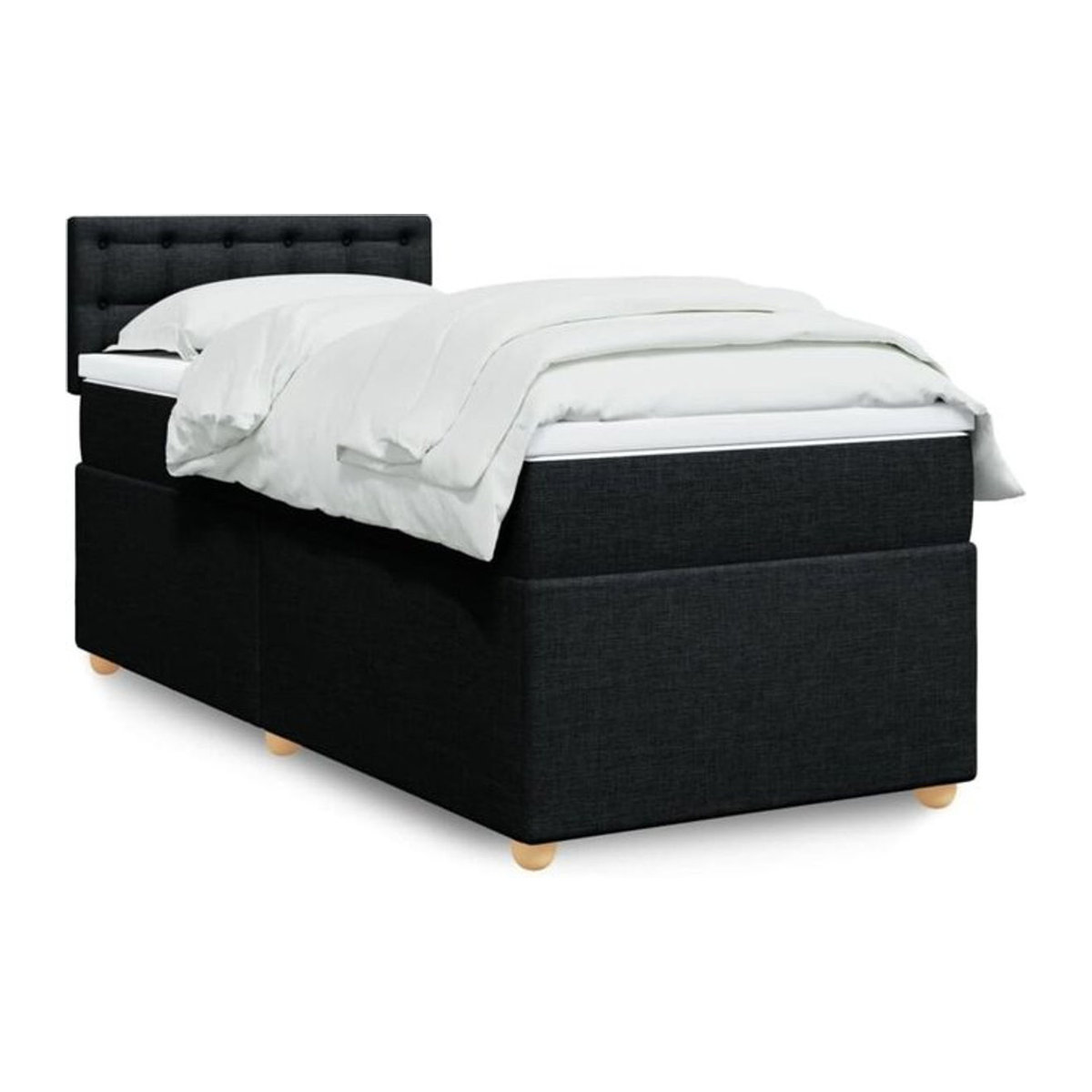 vidaxl Boxspringbett mit Matratze in Schwarz aus Stoff, B/T/H: 90 x 190 x 100,5 cm - Bild 1