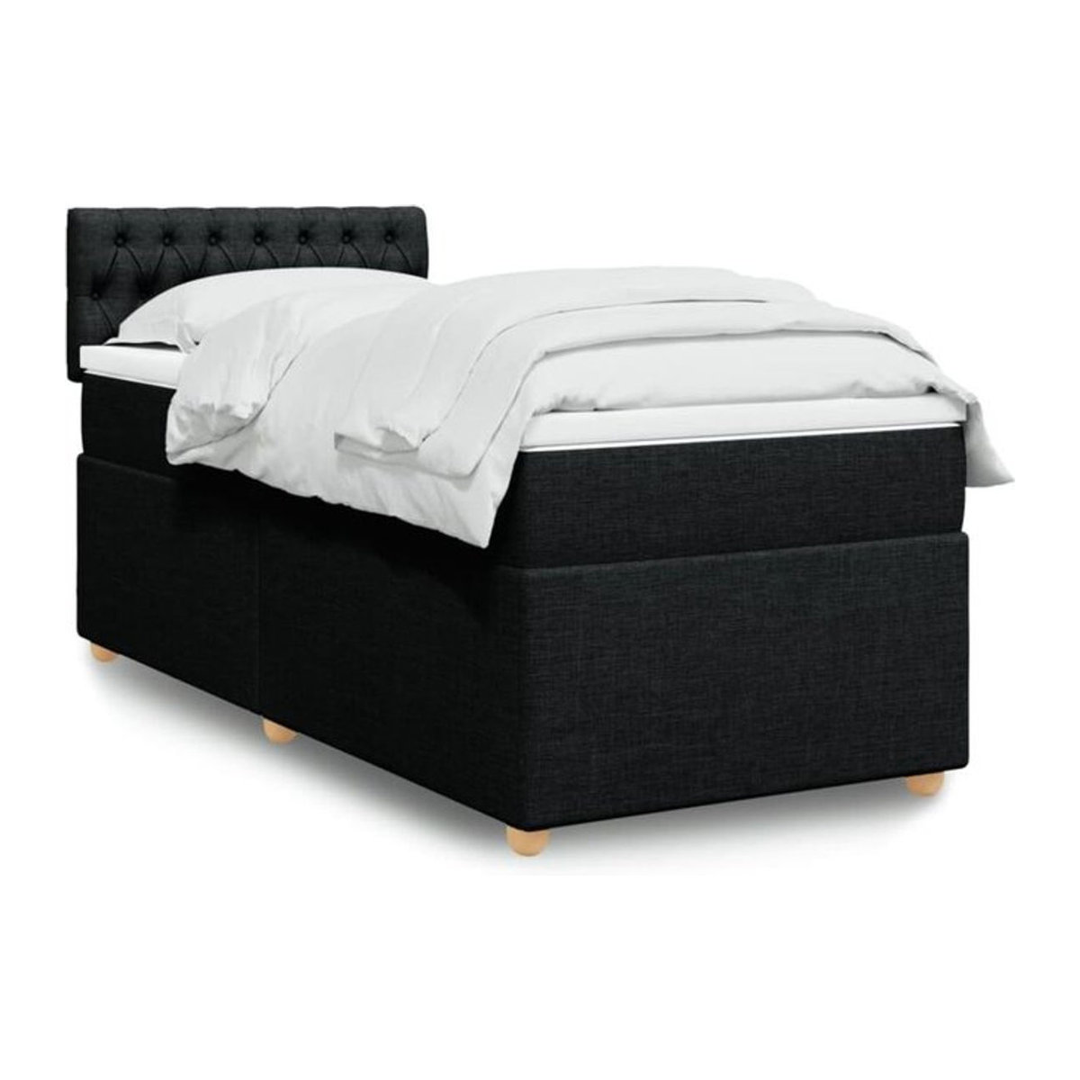 vidaxl Boxspringbett mit Matratze in Schwarz aus Stoff, B/T/H: 90 x 190 x 100,5 cm - Bild 1