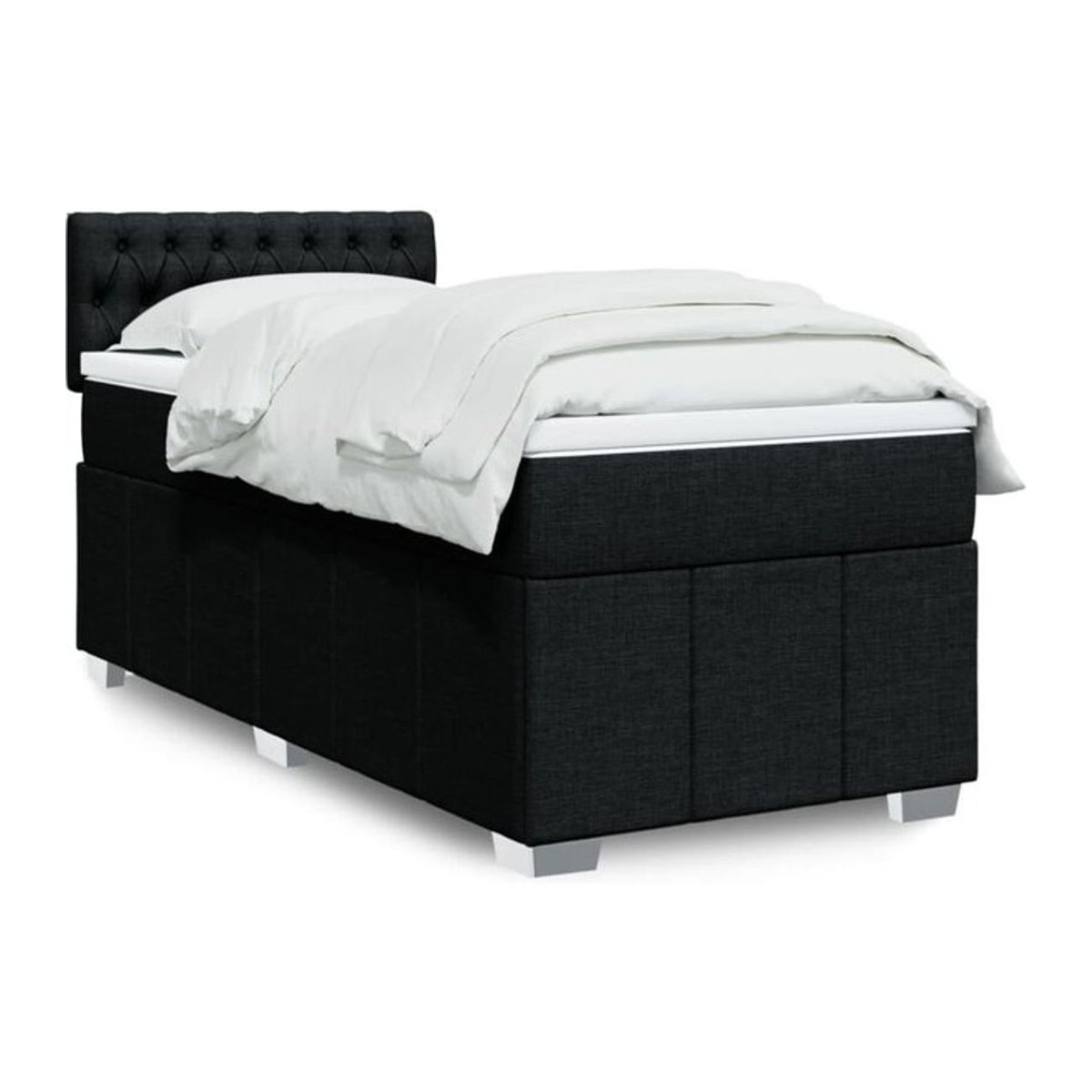 vidaxl Boxspringbett mit Matratze in Schwarz aus Stoff, B/T/H: 90 x 190 x 100,5 cm - Bild 1