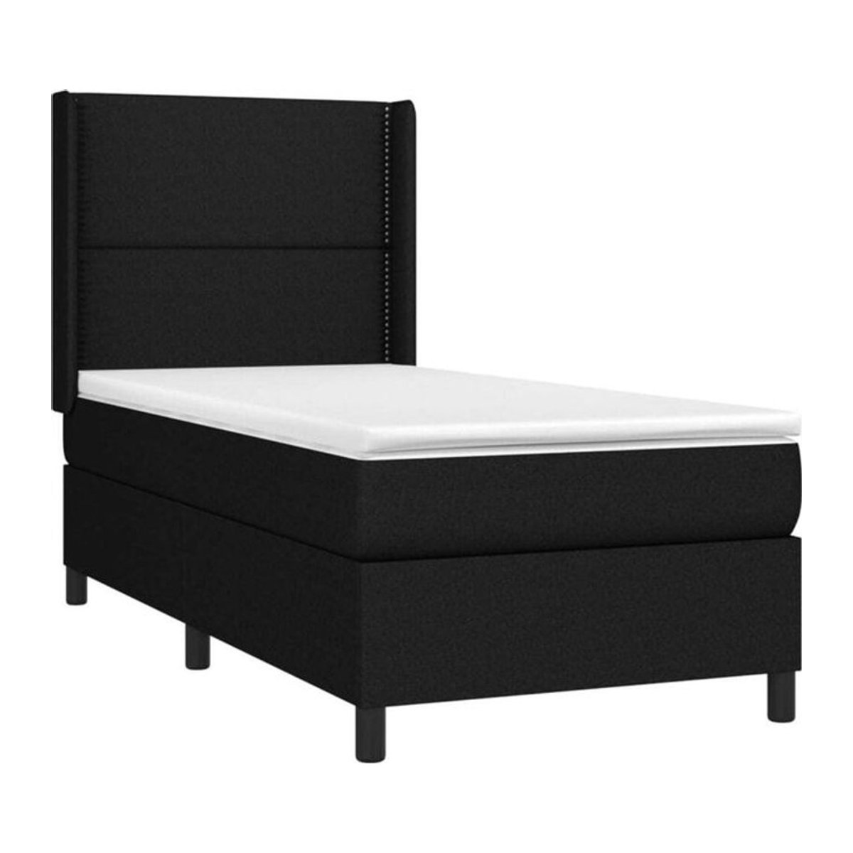 Vidaxl Boxspringbett mit Matratze in Schwarz aus Stoff, B/T/H: 90 x 190 x 128 cm - Bild 1