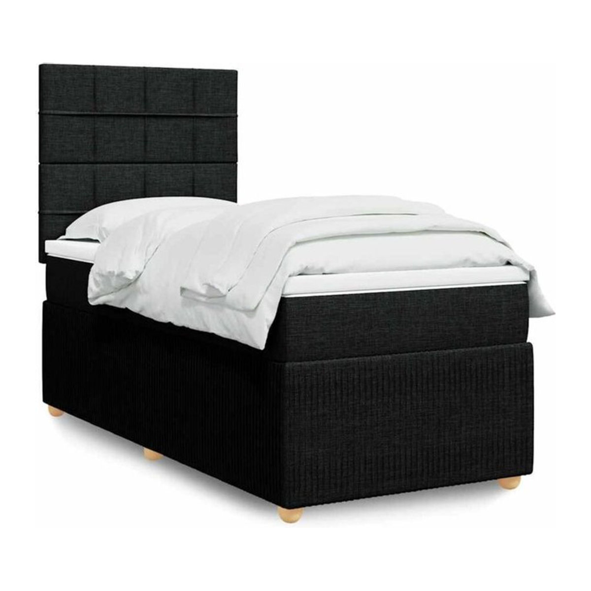 Vidaxl Boxspringbett mit Matratze in Schwarz aus Stoff, B/T/H: 90 x 190 x 140,5 cm - Bild 1