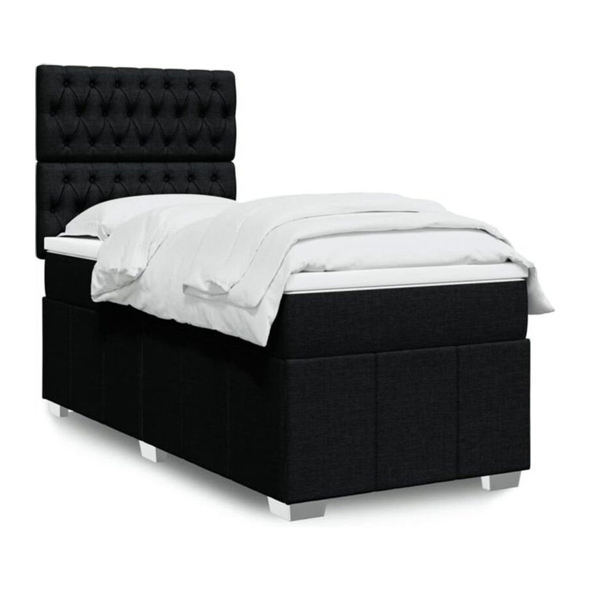 vidaxl Boxspringbett mit Matratze in Schwarz aus Stoff, B/T/H: 90 x 190 x 150,5 cm - Bild 1
