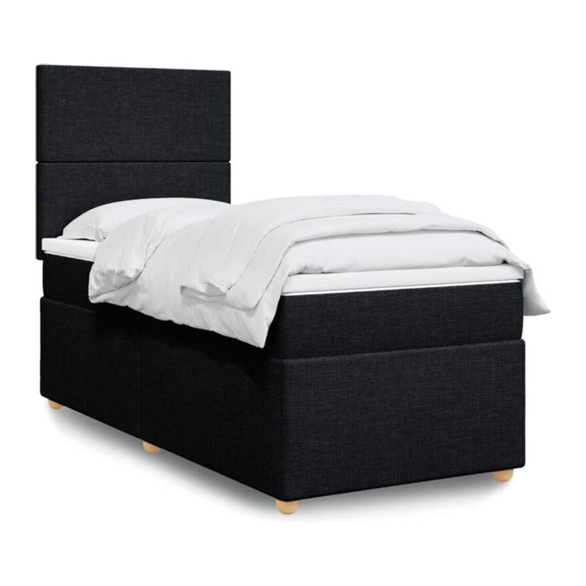 vidaxl Boxspringbett mit Matratze in Schwarz aus Stoff, B/T/H: 90 x 190 x 150,5 cm - Bild 1