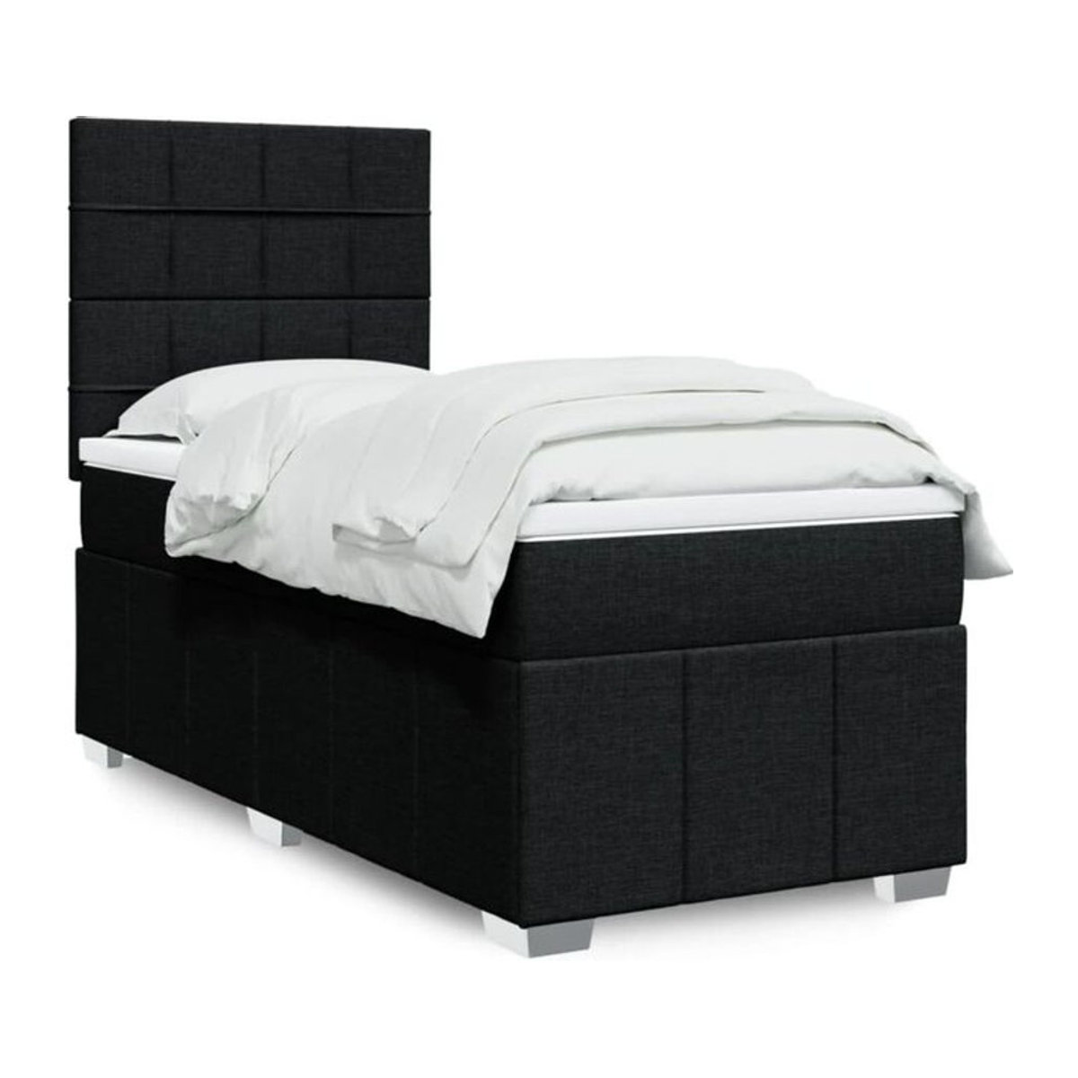 Vidaxl Boxspringbett mit Matratze in Schwarz aus Stoff, B/T/H: 90 x 190 x 150,5 cm - Bild 1