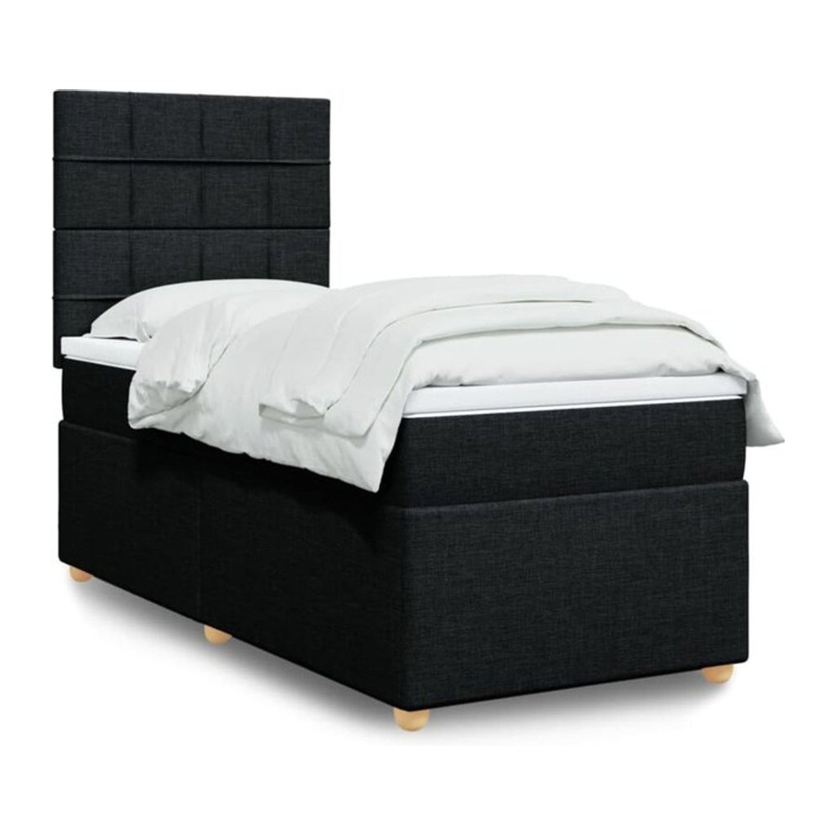 Vidaxl Boxspringbett mit Matratze in Schwarz aus Stoff, B/T/H: 90 x 190 x 150,5 cm - Bild 1