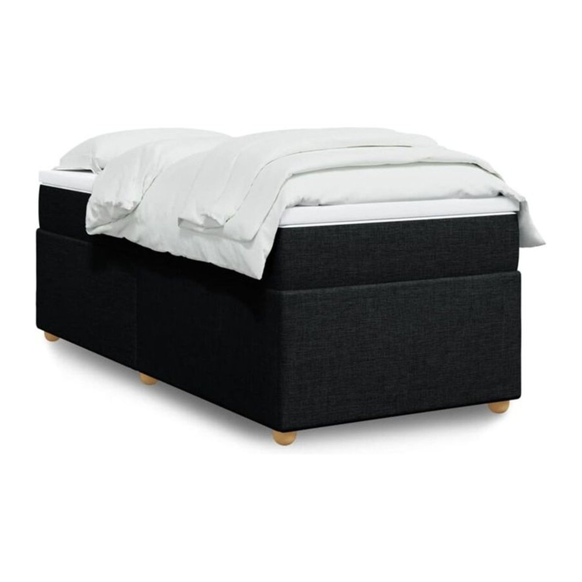 vidaxl Boxspringbett mit Matratze in Schwarz aus Stoff, B/T/H: 90 x 200 cm - Bild 1