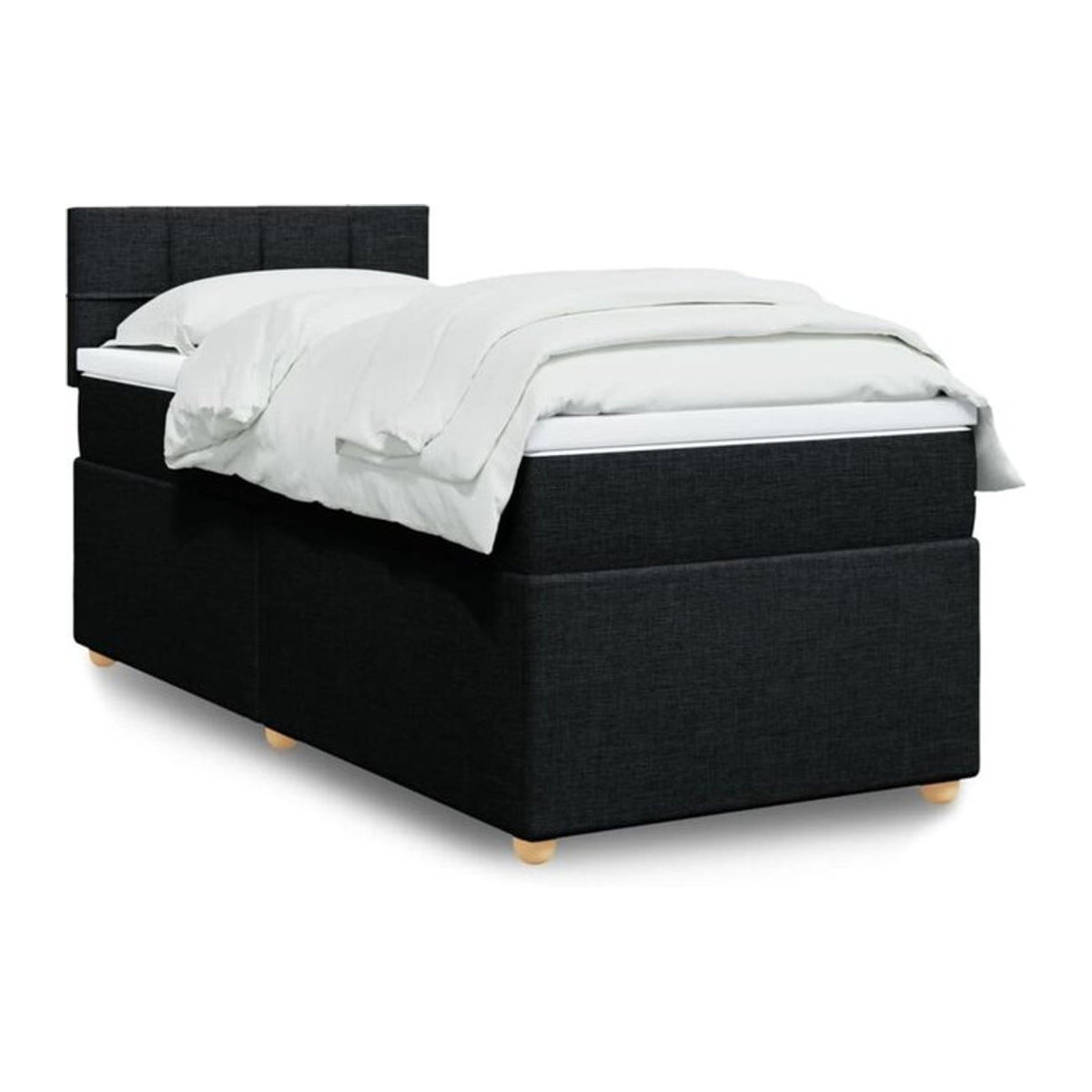 vidaxl Boxspringbett mit Matratze in Schwarz aus Stoff, B/T/H: 90 x 200 x 100,5 cm - Bild 1