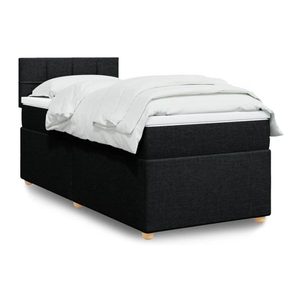 vidaxl Boxspringbett mit Matratze in Schwarz aus Stoff, B/T/H: 90 x 200 x 100,5 cm - Bild 1