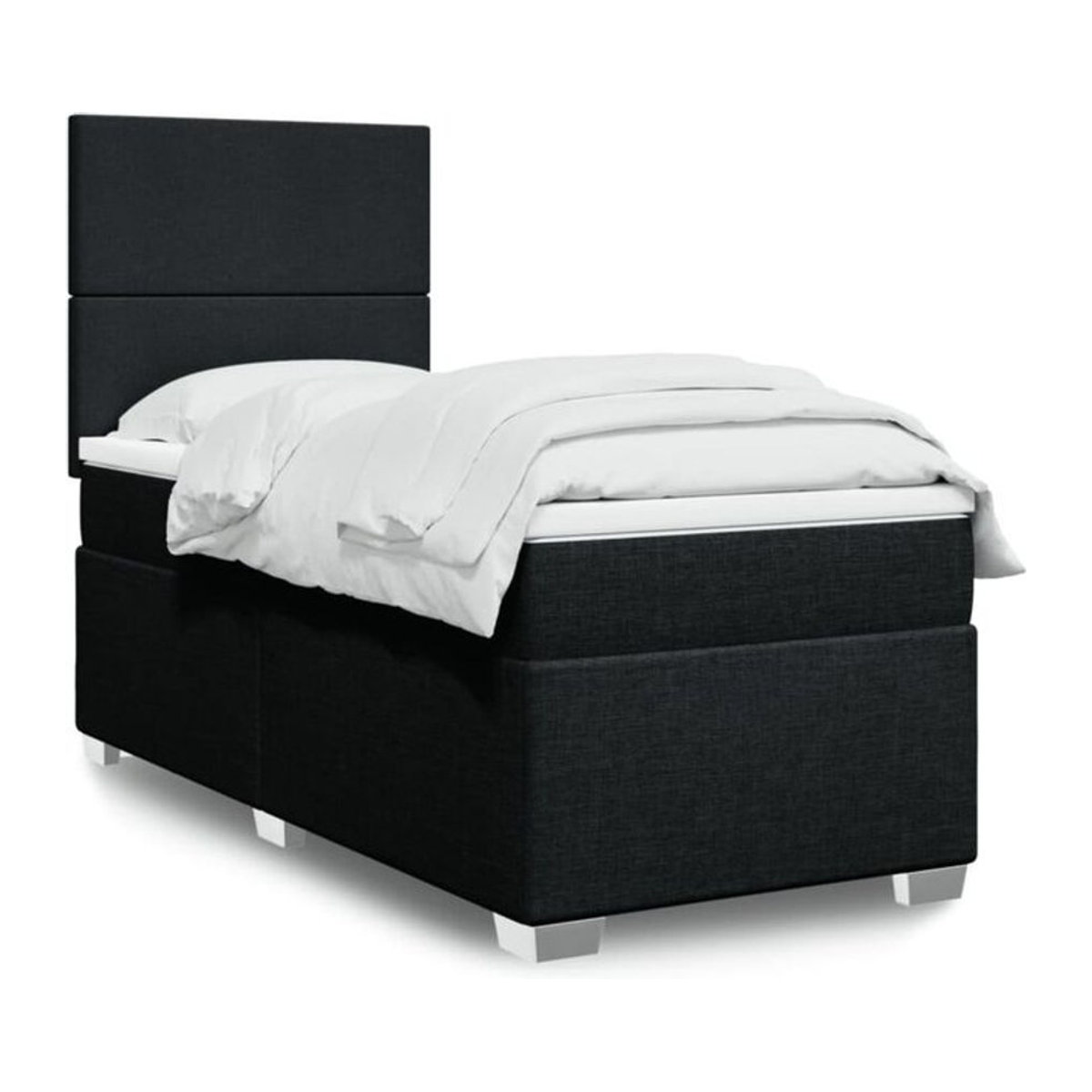 Vidaxl Boxspringbett mit Matratze in Schwarz aus Stoff, B/T/H: 90 x 200 x 150,5 cm - Bild 1