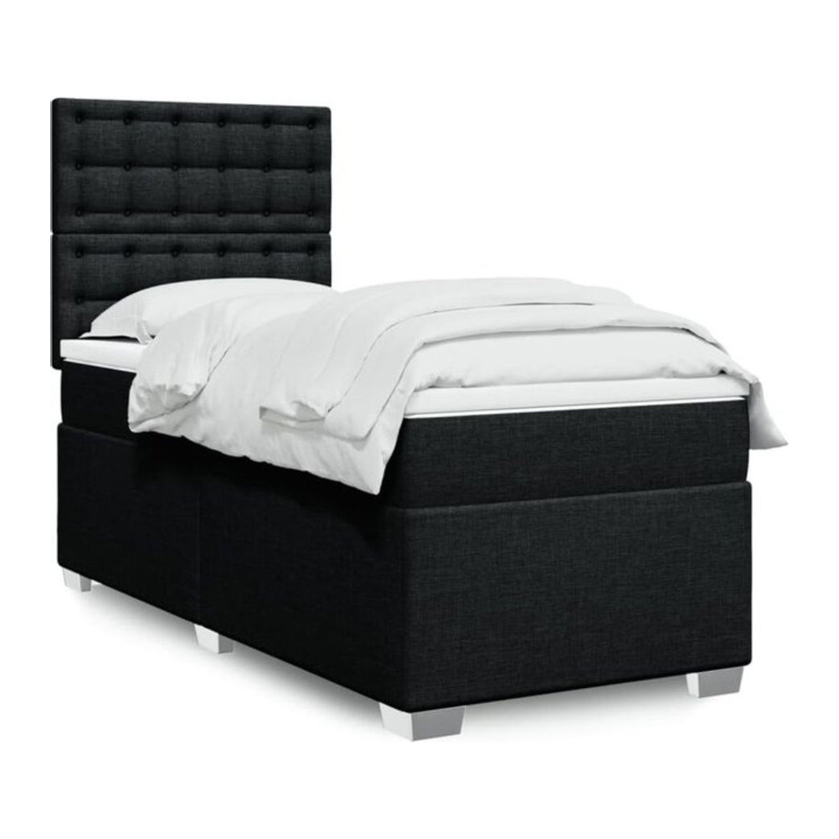 vidaxl Boxspringbett mit Matratze in Schwarz aus Stoff, B/T/H: 90 x 200 x 31 cm - Bild 1