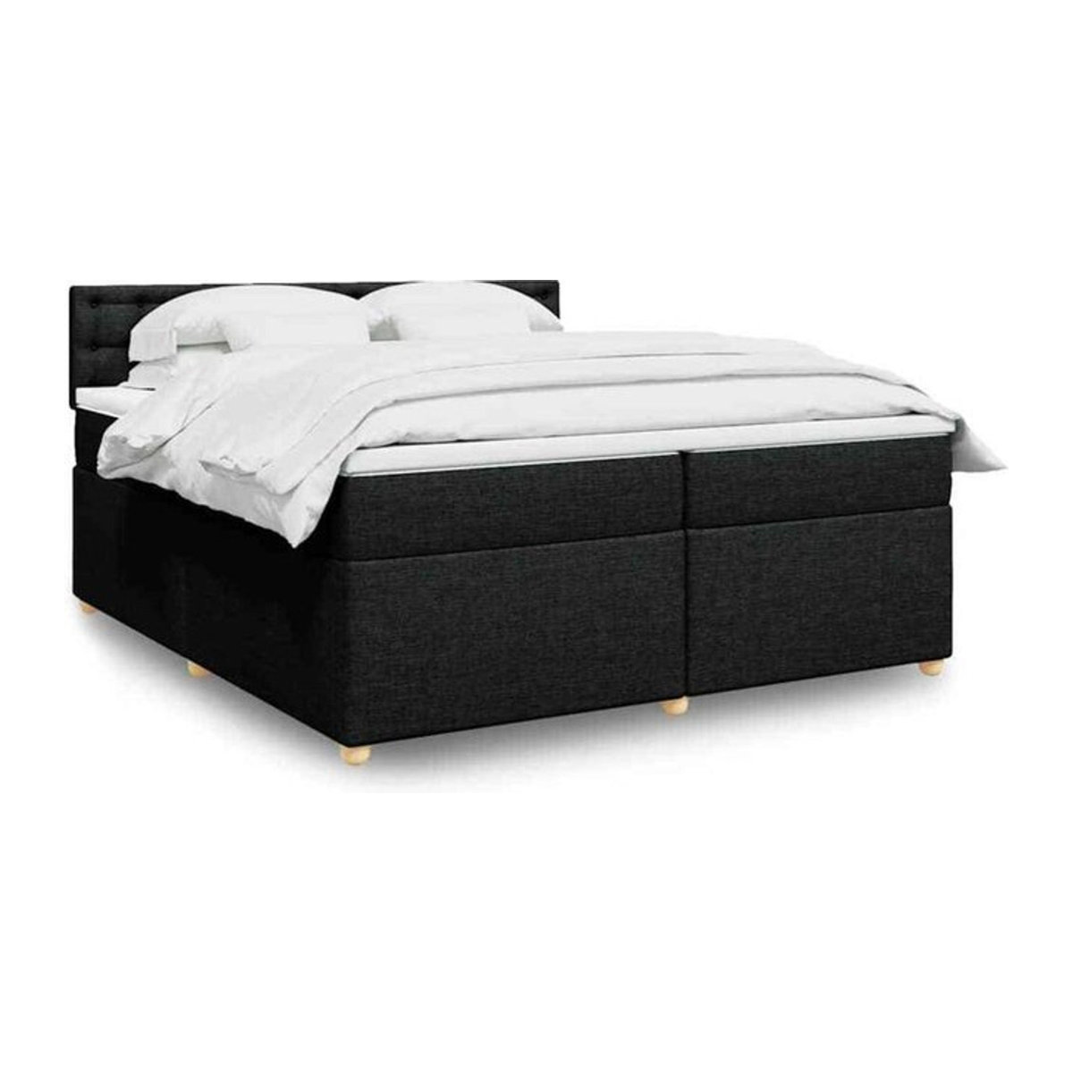 Vidaxl Boxspringbett mit Matratze in Schwarz aus Stoff im modernen Design B/T: 200 x 200 cm - Bild 1
