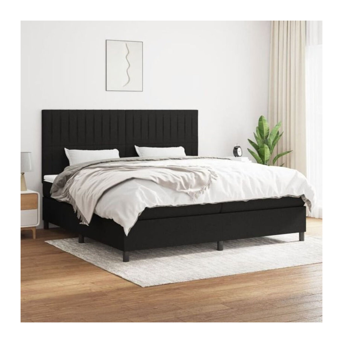 Vidaxl Boxspringbett mit Matratze in Schwarz aus Stoff mit modernem Design B/T: 200 x 200 cm - Bild 1
