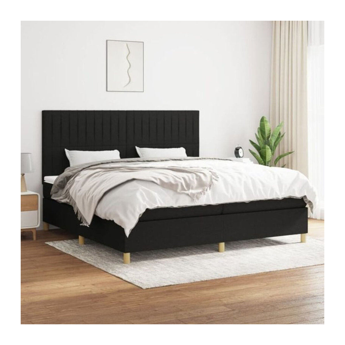 Vidaxl Boxspringbett mit Matratze in Schwarz aus Stoff mit modernem Design B/T/H: 200 x 200 x 118 cm - Bild 1