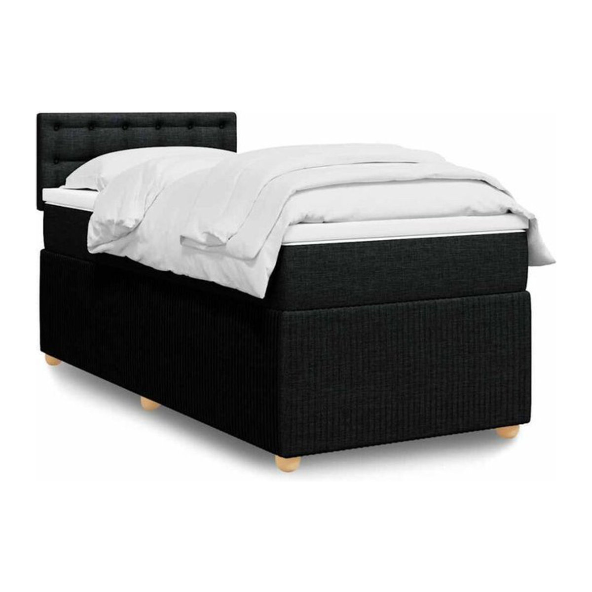 Vidaxl Boxspringbett mit Matratze in Schwarz aus Stoff mit modernem Polsterdesign, B/T/H: 200 x 80 x 100,5 cm - Bild 1