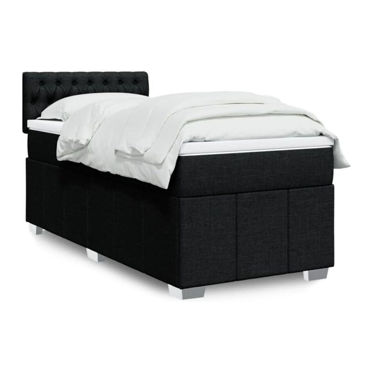 Vidaxl Boxspringbett mit Matratze in Schwarz aus Stoff mit modernem Polsterdesign, B/T/H: 200 x 80 x 100,5 cm - Bild 1