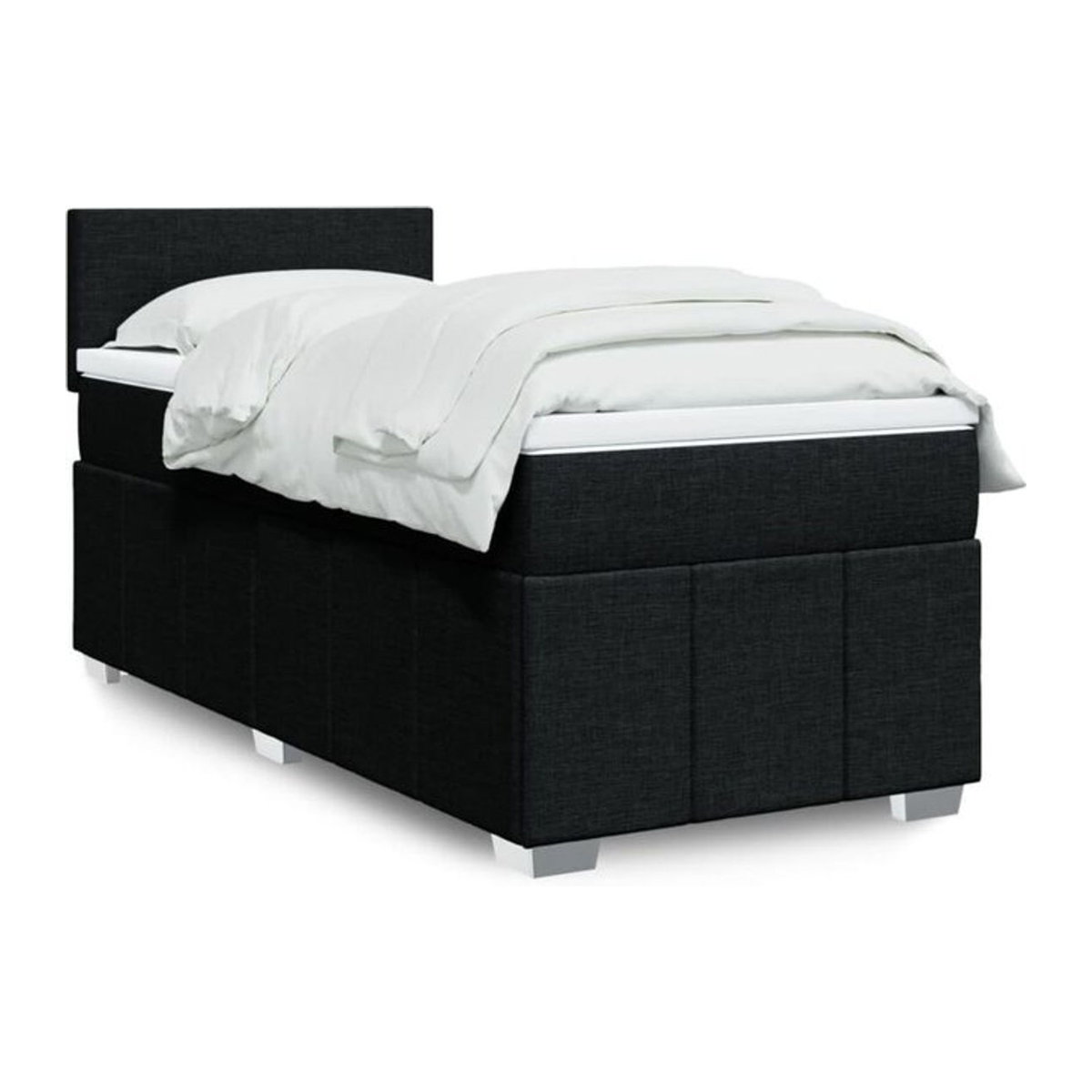 Vidaxl Boxspringbett mit Matratze in Schwarz aus Stoff mit modernem Polsterdesign B/T/H: 80 x 200 cm - Bild 1