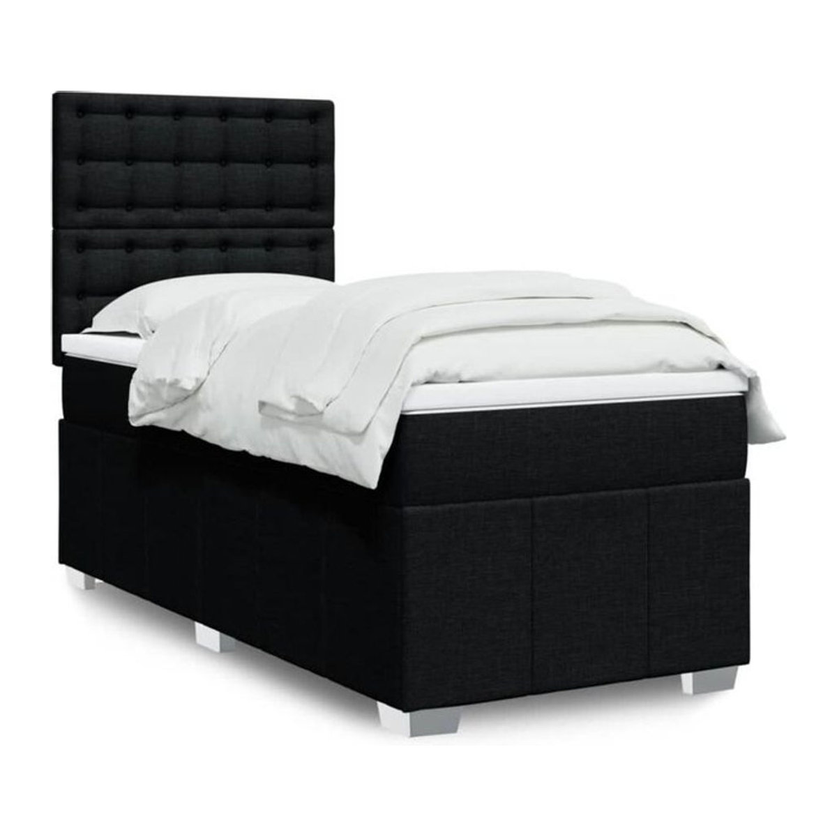 vidaxl Boxspringbett mit Matratze in Schwarz aus Stoff, Modernes Design, B/T/H: 90 x 190 x 140,5 cm - Bild 1
