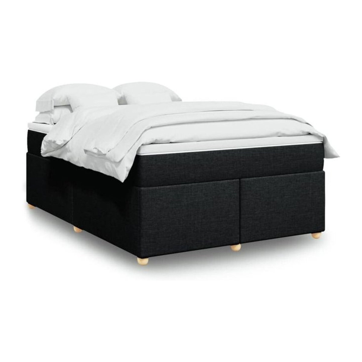 Vidaxl Boxspringbett mit Matratze in Schwarz aus Stoff und Holz, Modernes Design, B/T/H: 160 x 200 cm - Bild 1