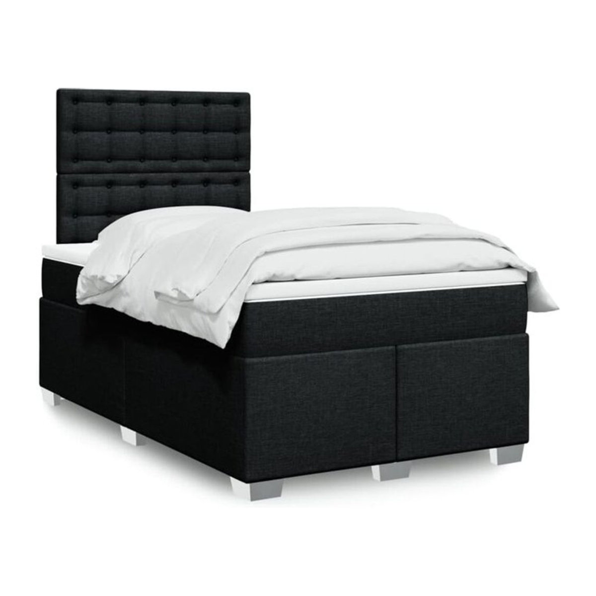 Vidaxl Boxspringbett mit Matratze in Schwarz aus Stoff und Holzwerkstoff B/B/H: 120 x 190 cm - Bild 1