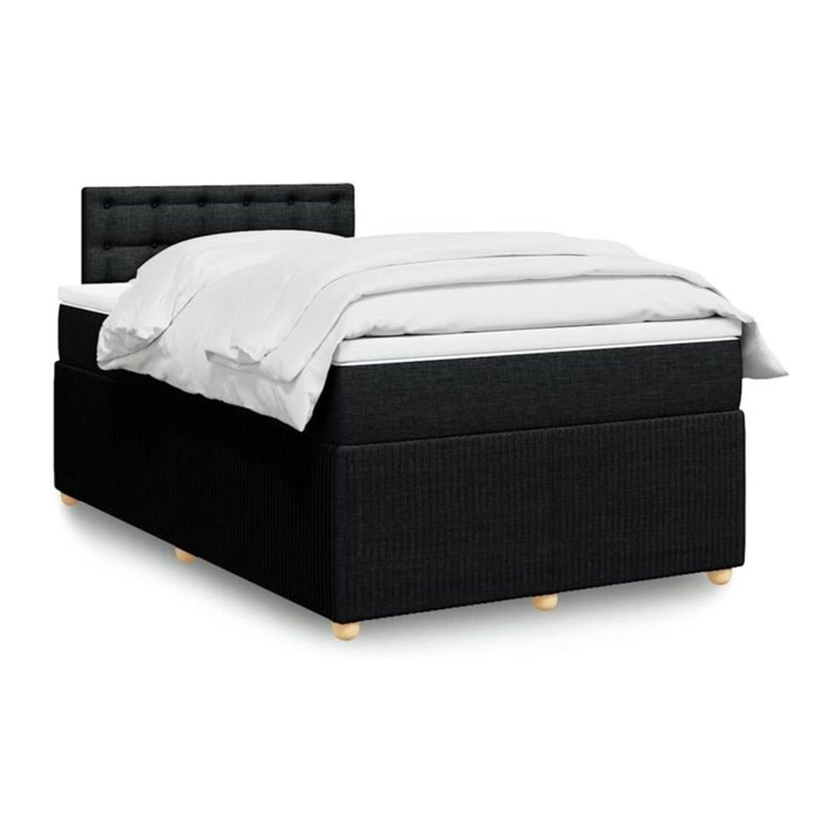 Vidaxl Boxspringbett mit Matratze in Schwarz aus Stoff und Holzwerkstoff B/B/H: 120 x 190 cm - Bild 1