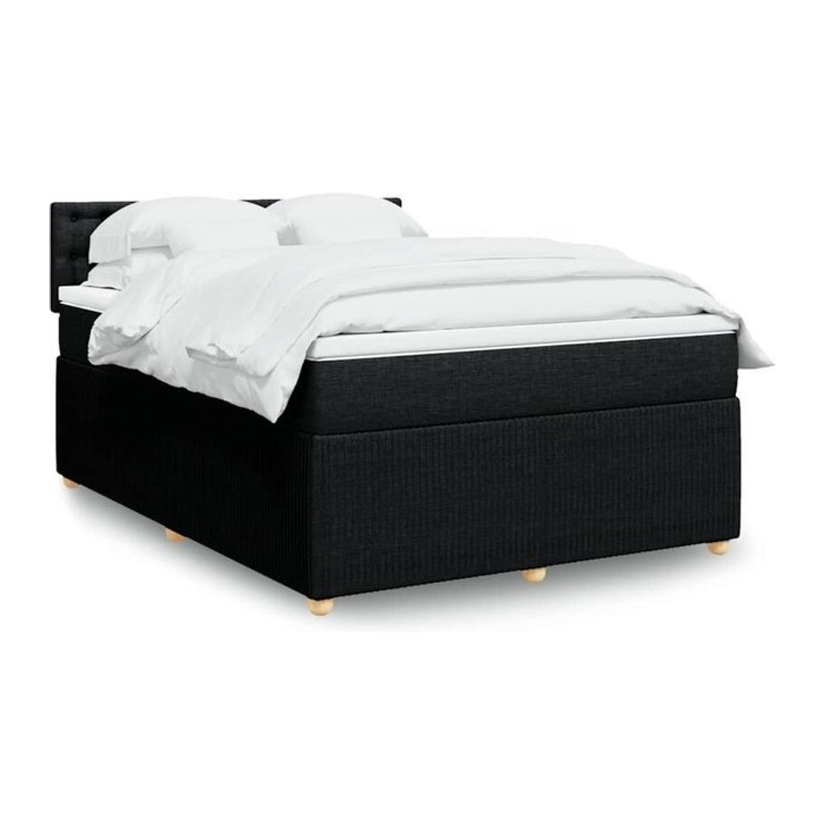 vidaxl Boxspringbett mit Matratze in Schwarz aus Stoff und Holzwerkstoff B/B/H: 140 x 190 cm - Bild 1