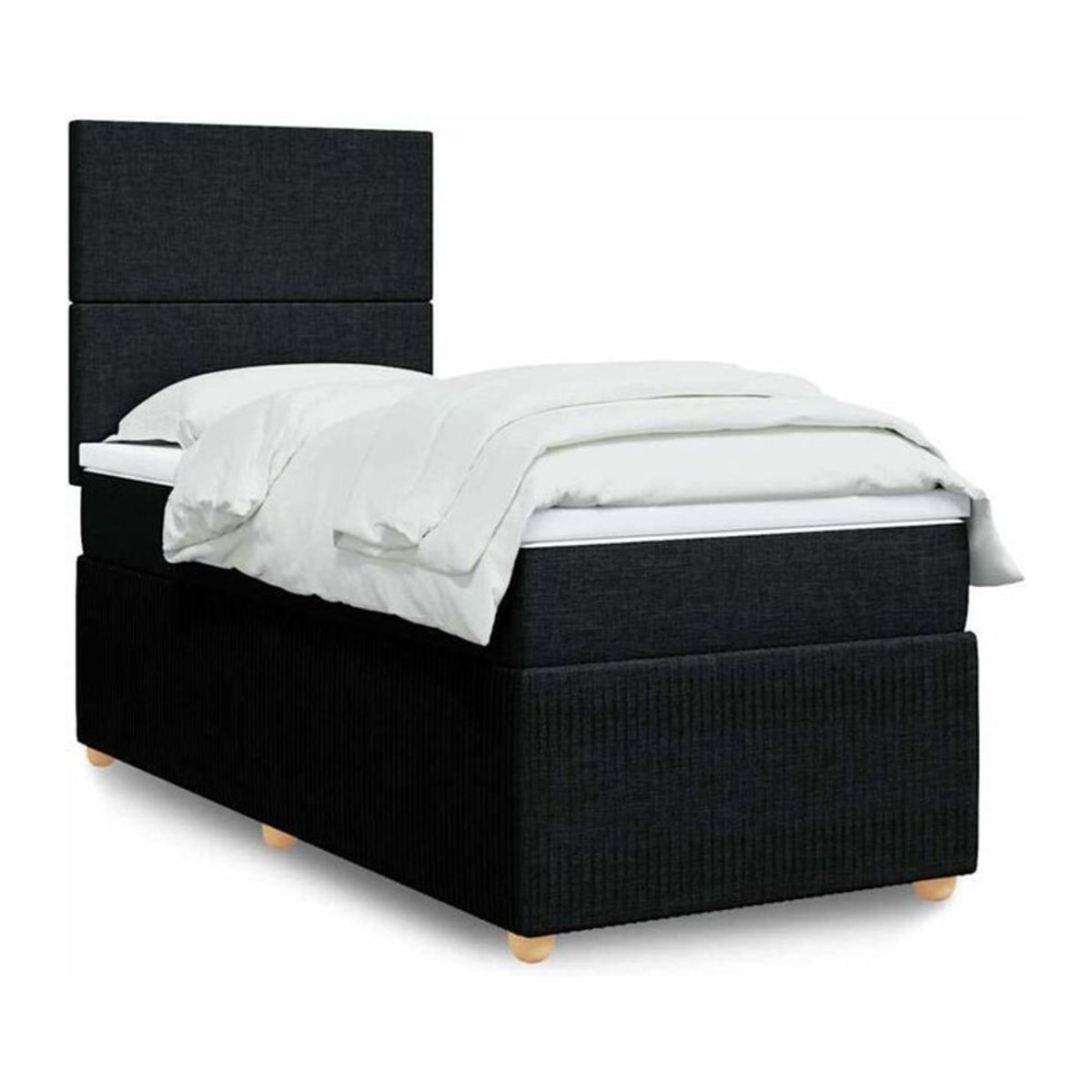 vidaxl Boxspringbett mit Matratze in Schwarz aus Stoff und Holzwerkstoff B/B/H: 80 x 200 cm - Bild 1