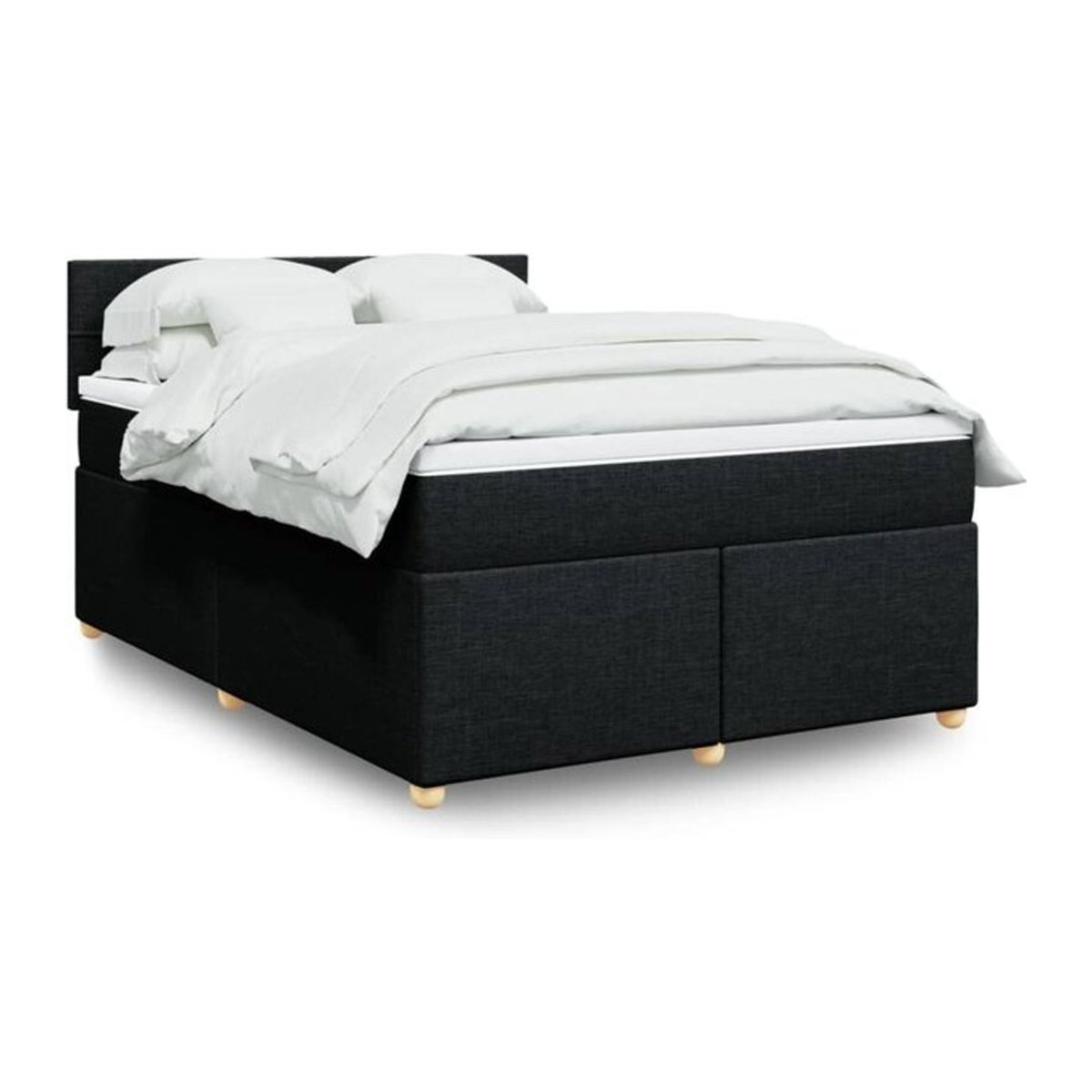 Vidaxl Boxspringbett mit Matratze in Schwarz aus Stoff und Holzwerkstoff B/T: 140 x 200 cm - Bild 1