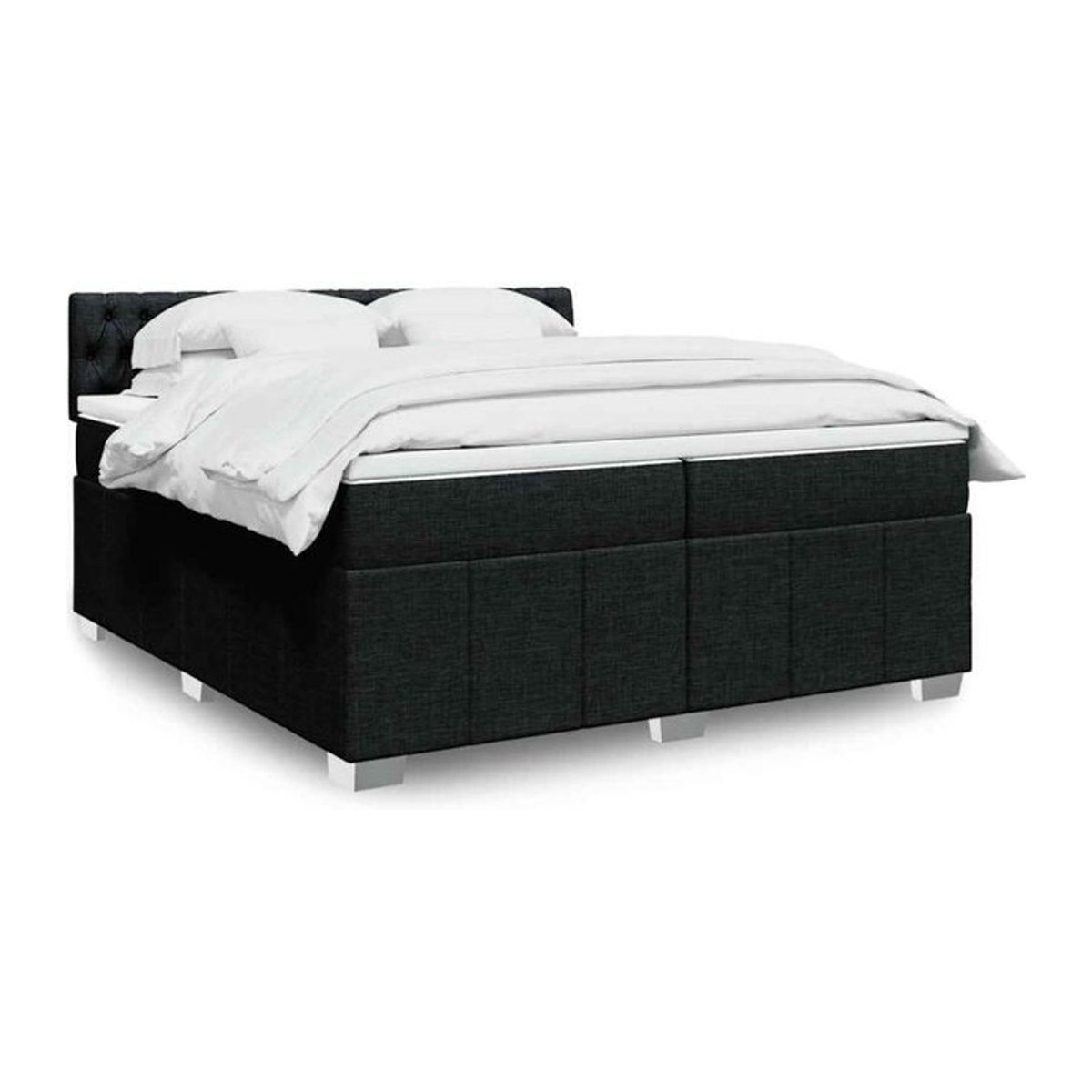 Vidaxl Boxspringbett mit Matratze in Schwarz aus Stoff und Holzwerkstoff B/T: 200 x 200 cm - Bild 1