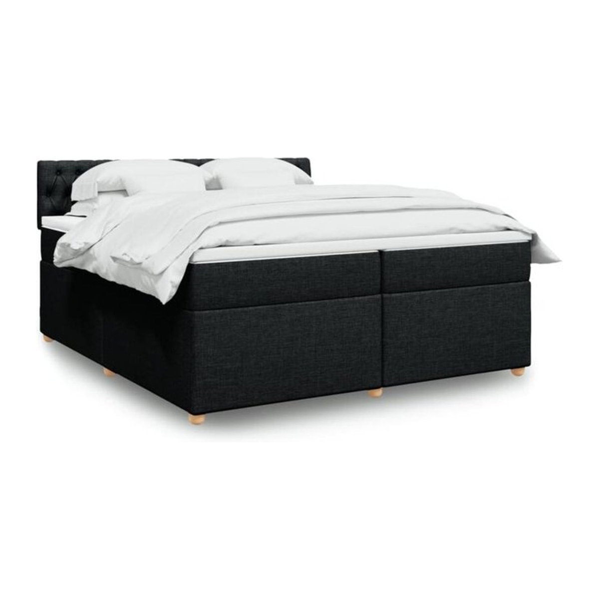 Vidaxl Boxspringbett mit Matratze in Schwarz aus Stoff und Holzwerkstoff B/T: 200 x 200 cm - Bild 1