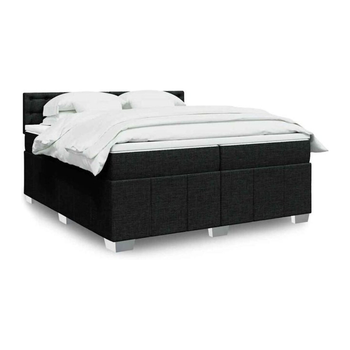 Vidaxl Boxspringbett mit Matratze in Schwarz aus Stoff und Holzwerkstoff B/T: 200 x 200 cm - Bild 1