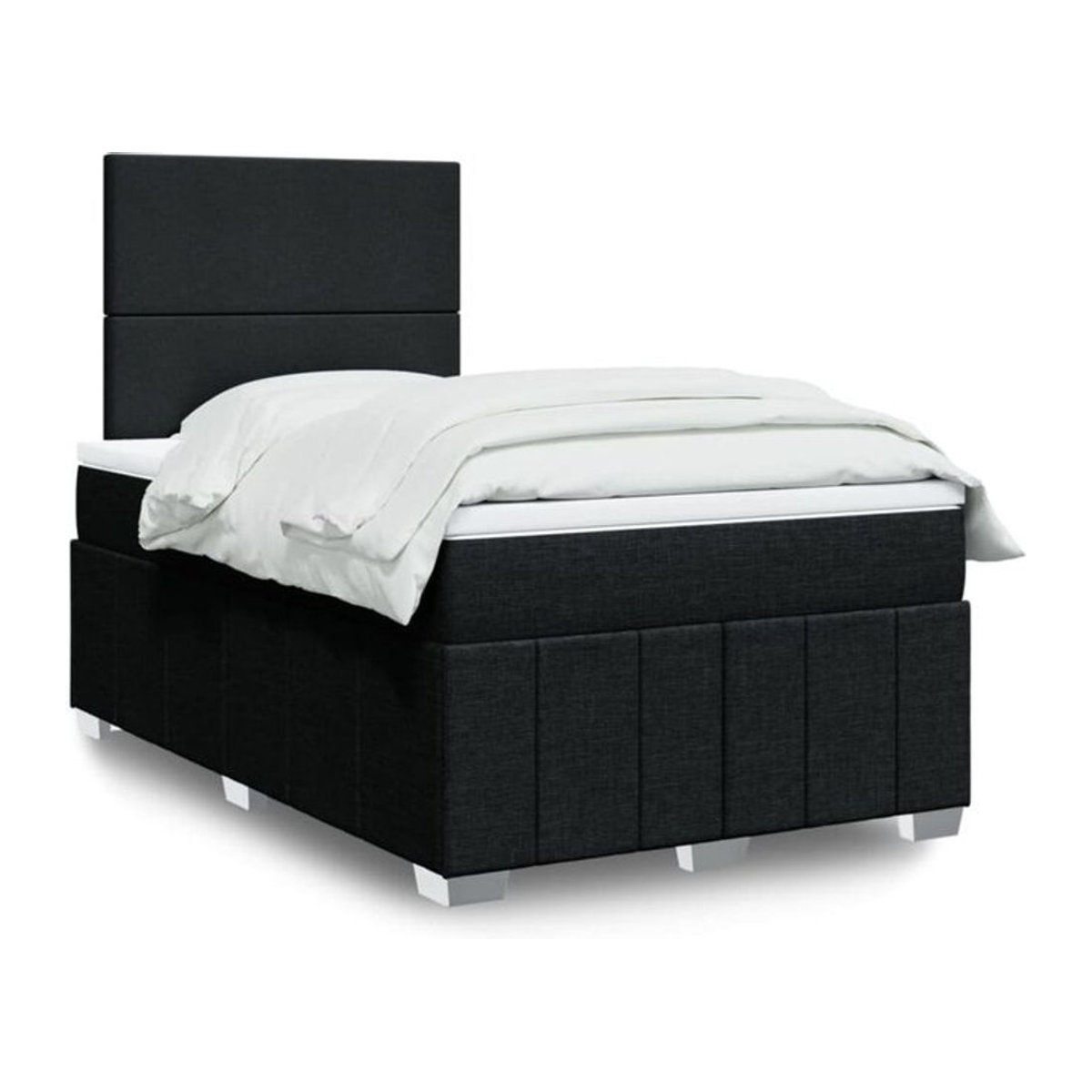 vidaxl Boxspringbett mit Matratze in Schwarz aus Stoff und Holzwerkstoff B/T/H: 120 x 200 cm - Bild 1