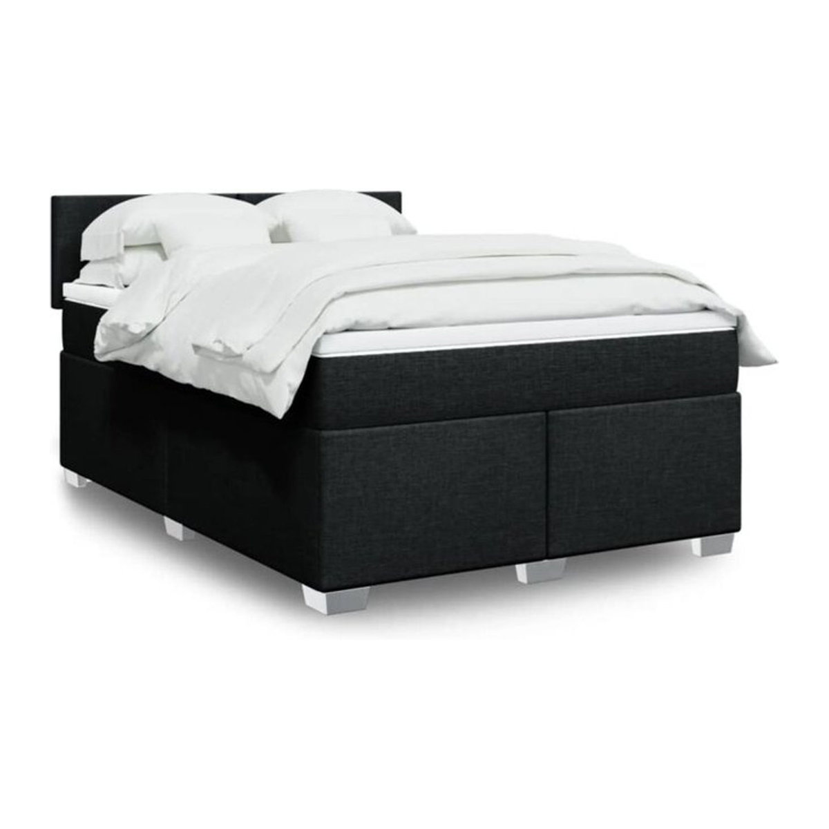 vidaxl Boxspringbett mit Matratze in Schwarz aus Stoff und Holzwerkstoff B/T/H: 140 x 190 cm - Bild 1
