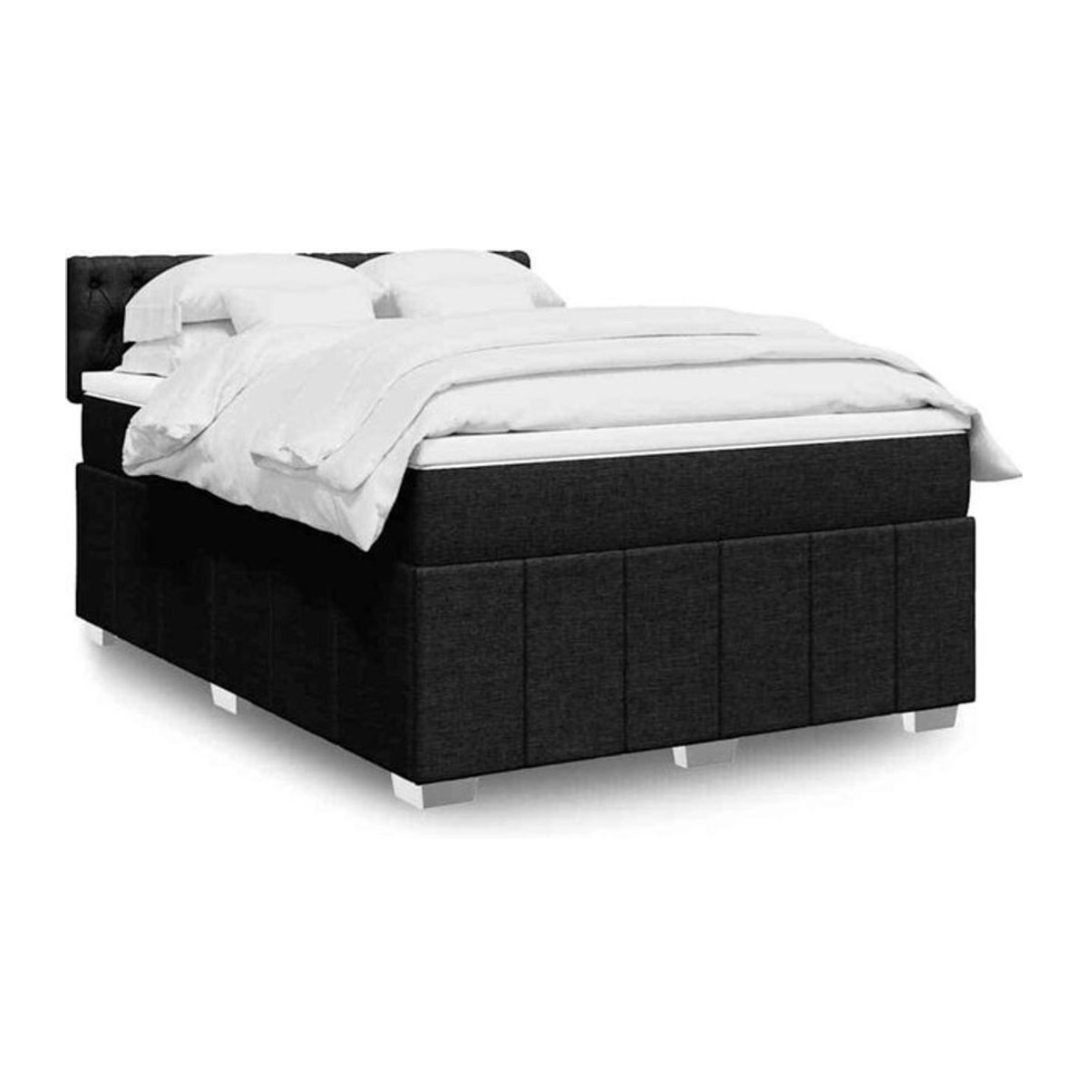 Vidaxl Boxspringbett mit Matratze in Schwarz aus Stoff und Holzwerkstoff B/T/H: 140 x 190 cm - Bild 1