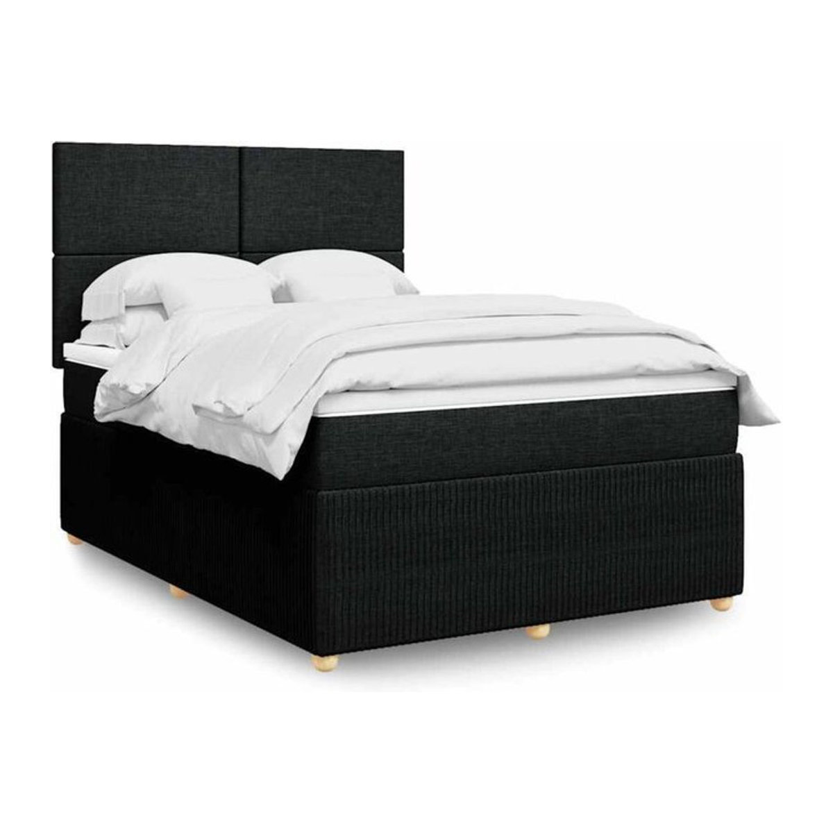 vidaxl Boxspringbett mit Matratze in Schwarz aus Stoff und Holzwerkstoff B/T/H: 140 x 190 cm - Bild 1