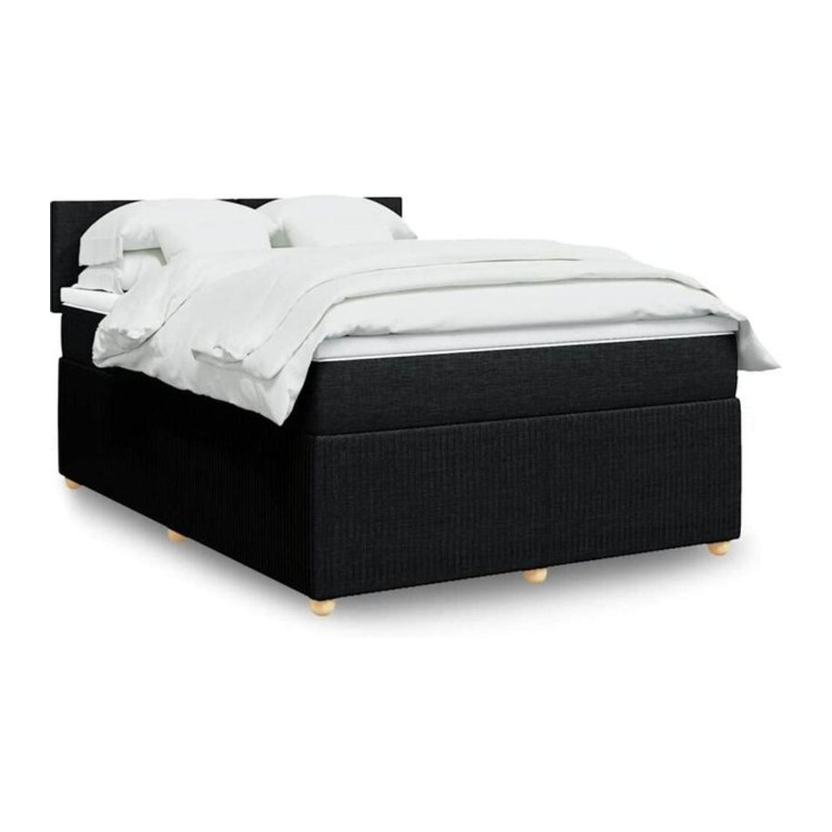 vidaxl Boxspringbett mit Matratze in Schwarz aus Stoff und Holzwerkstoff B/T/H: 140 x 190 cm - Bild 1