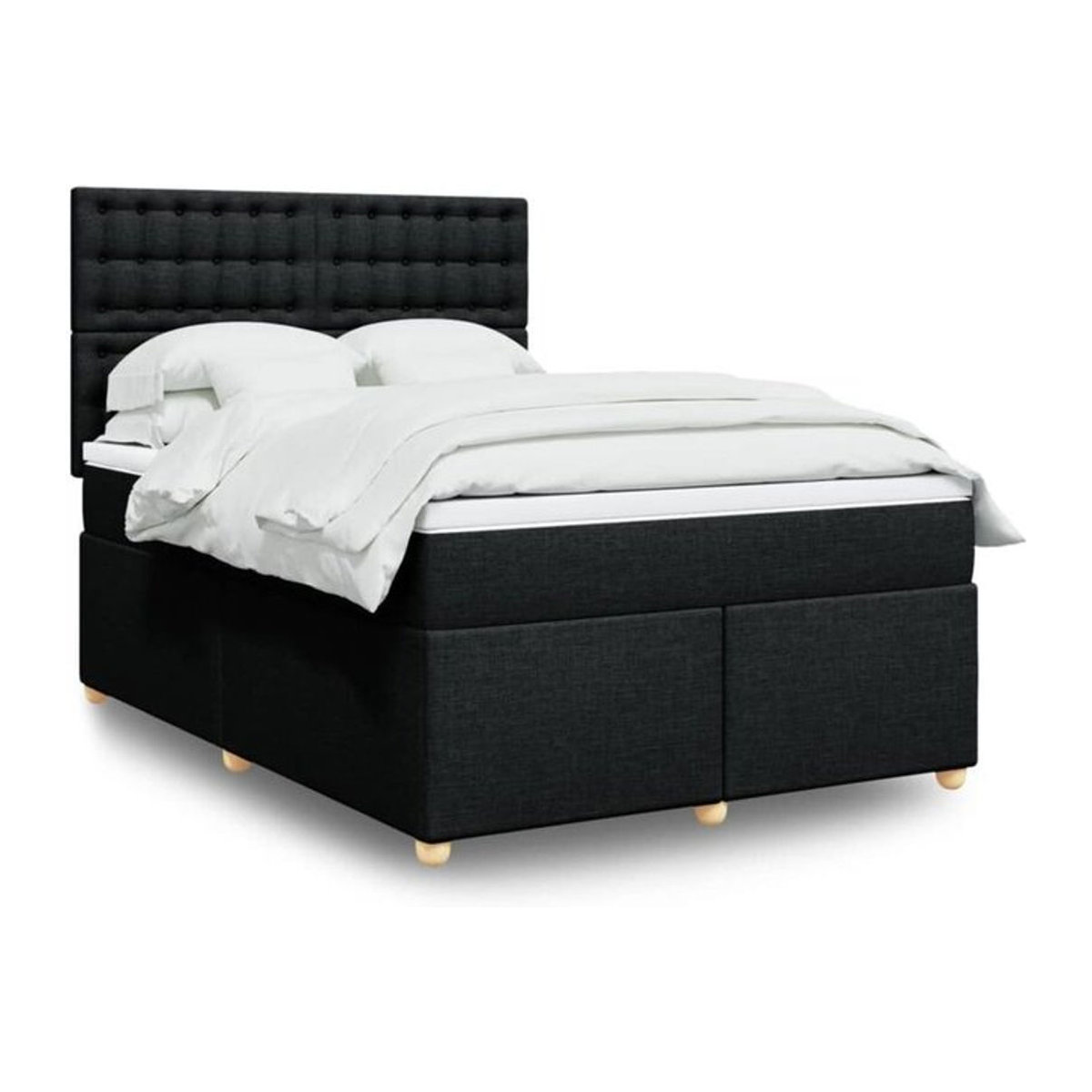 vidaxl Boxspringbett mit Matratze in Schwarz aus Stoff und Holzwerkstoff B/T/H: 140 x 190 cm - Bild 1