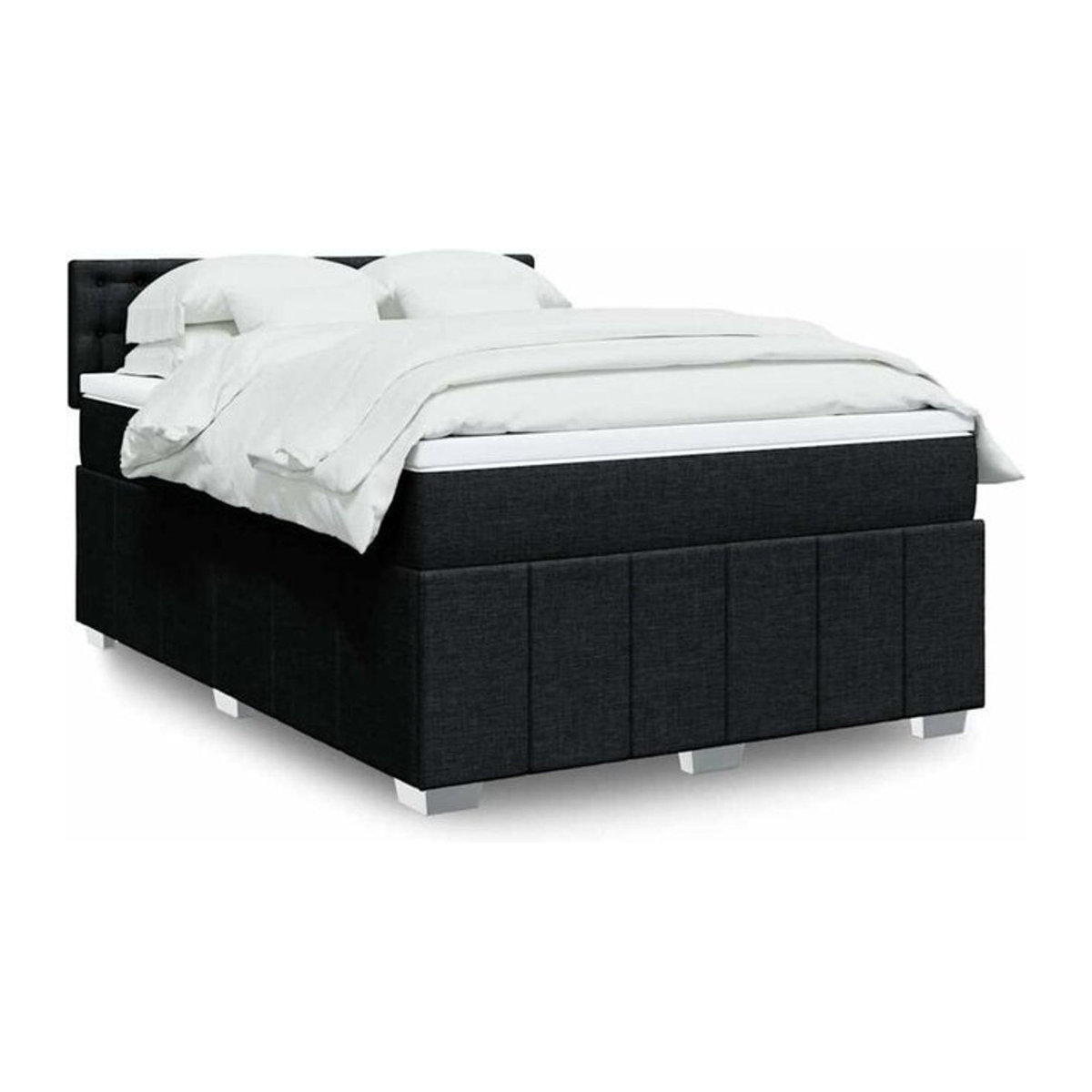Vidaxl Boxspringbett mit Matratze in Schwarz aus Stoff und Holzwerkstoff B/T/H: 140 x 200 cm - Bild 1