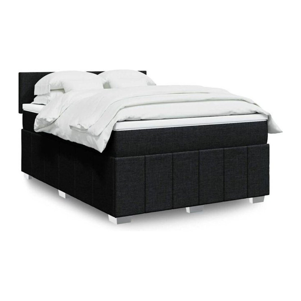 vidaxl Boxspringbett mit Matratze in Schwarz aus Stoff und Holzwerkstoff B/T/H: 140 x 200 cm - Bild 1